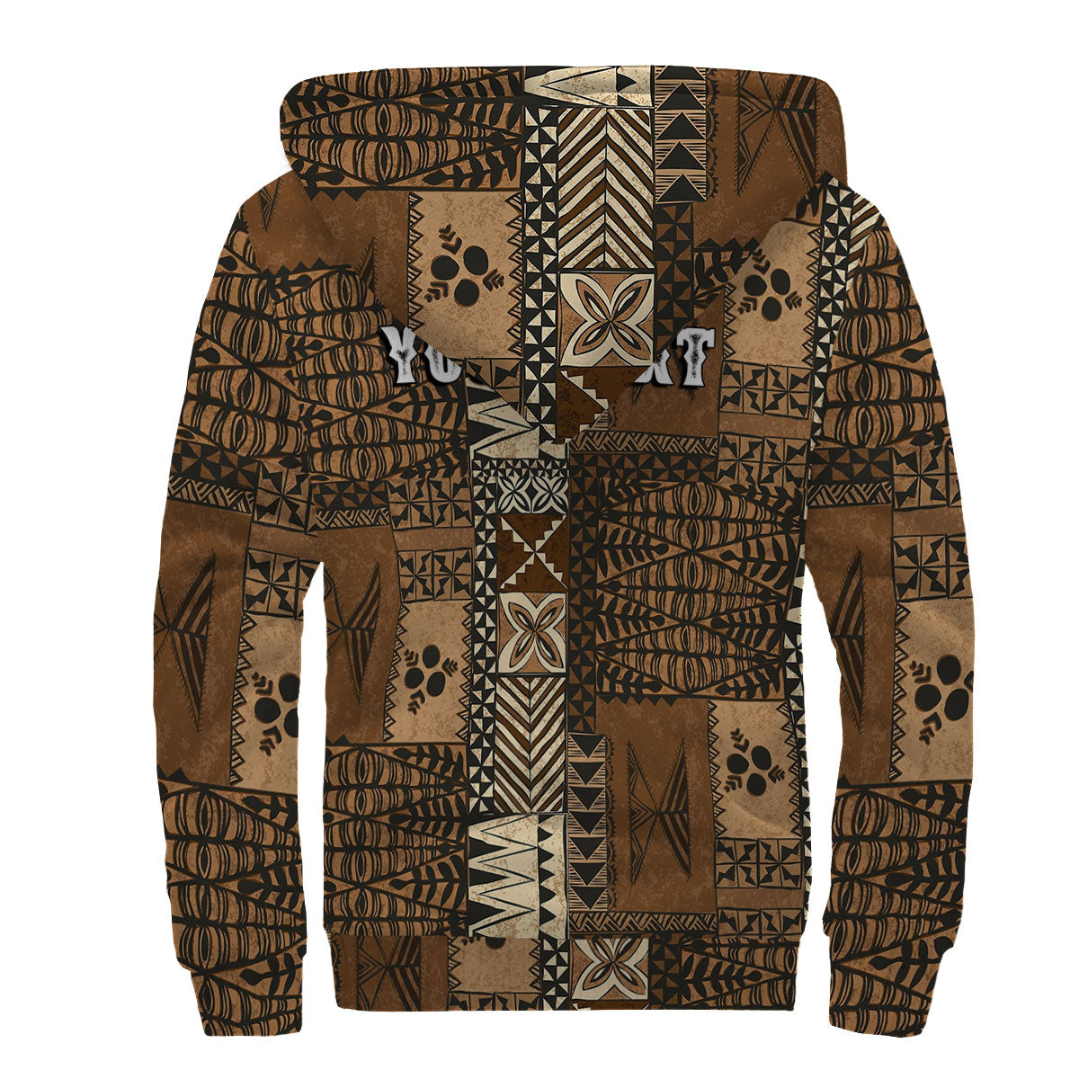 Custom Tonga Sherpa Hoodie Ngatu Tapa Style