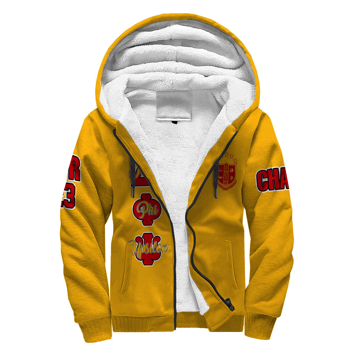 Fraternity Hoodie - Personalized Delta Phi Upsilon Sherpa Hoodie Original Yellow Style