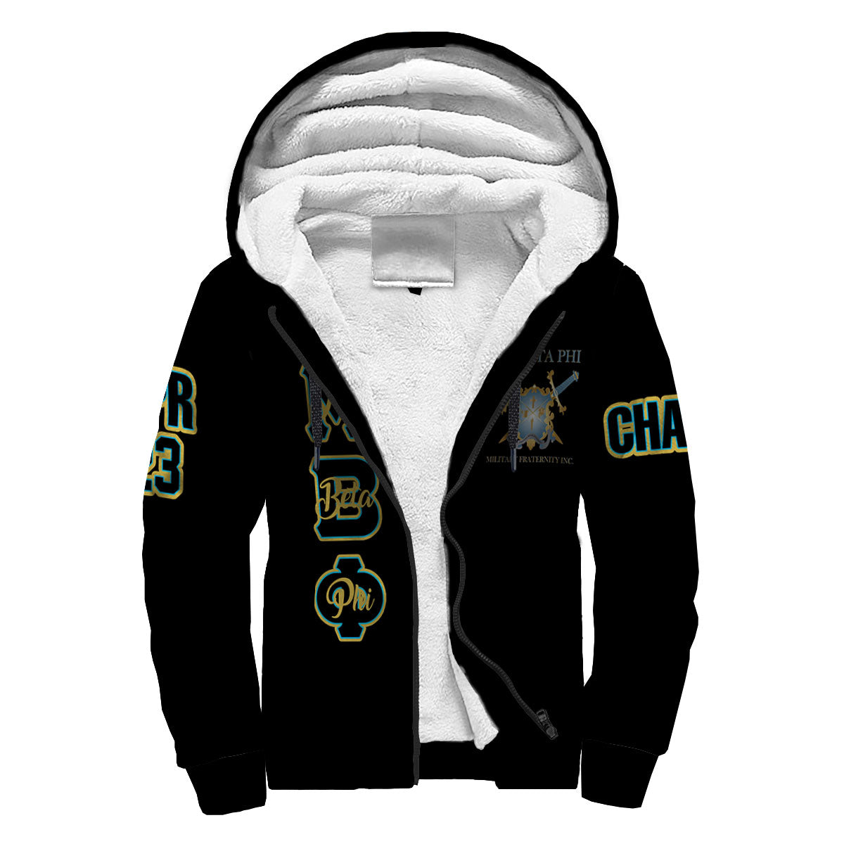 Fraternity Hoodie - Personalized Mu Beta Phi Sherpa Hoodie Original Black Style