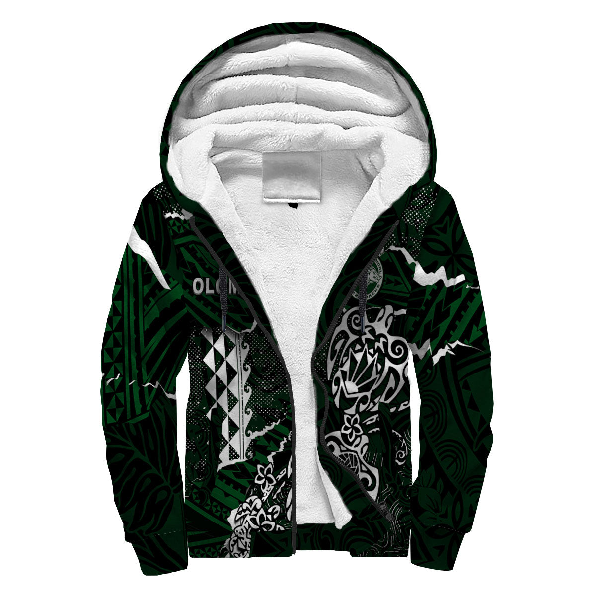 Hawaii Olomana High & Intermediate School Custom Sherpa Hoodie Polynesian Turtle Style