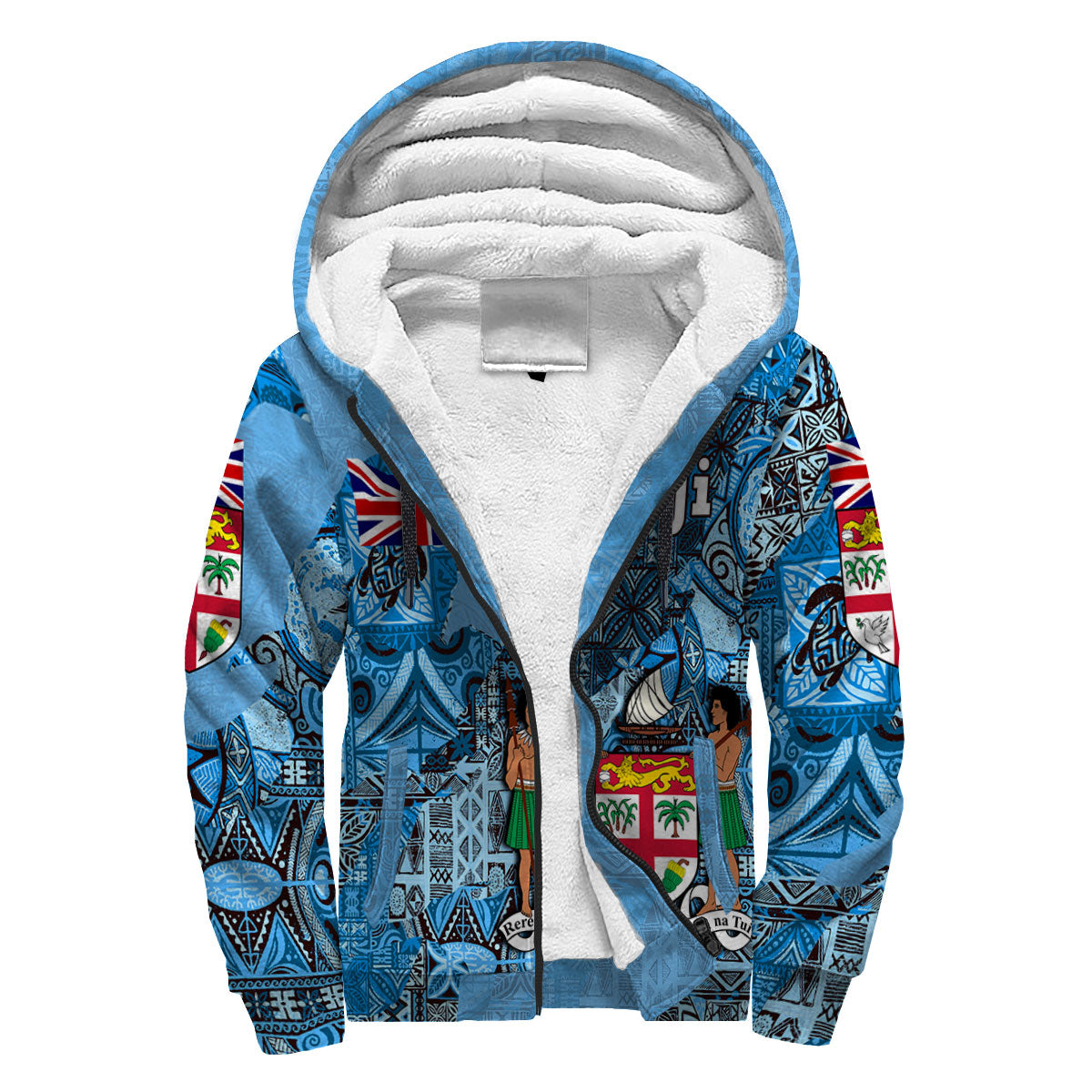 Fiji Flag & Coat Of Arms Sherpa Hoodie