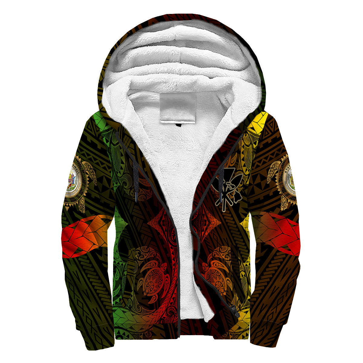 Kanaka Maoli Hawaii Sherpa Hoodie Reggae Style