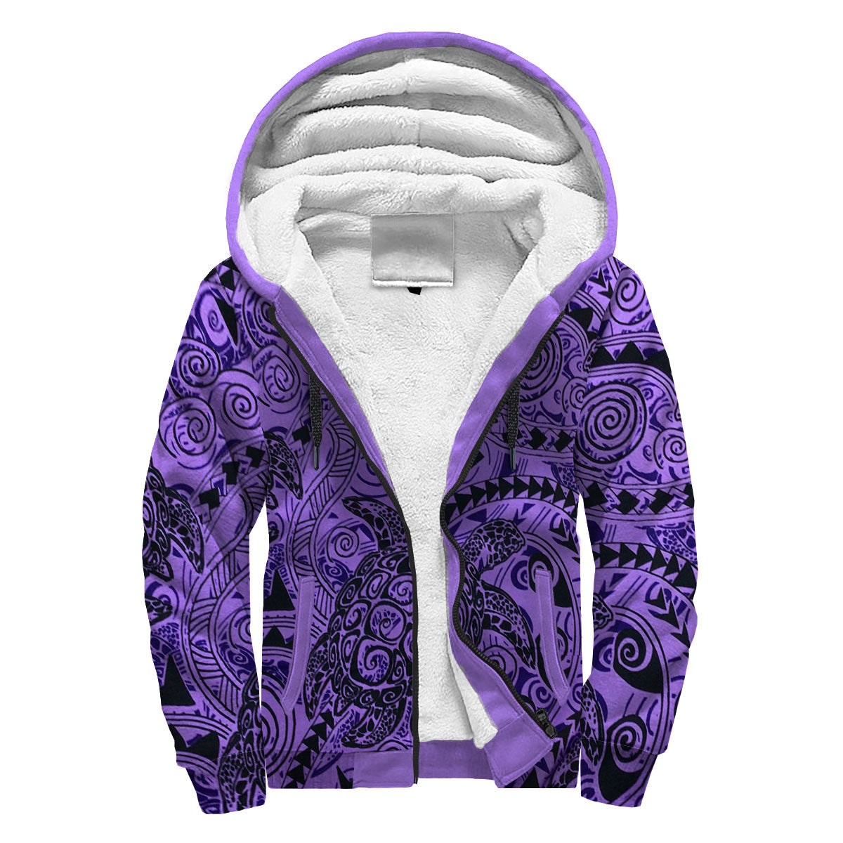 Hawaii Polynesian Turtle Sherpa Hoodie Purple Style