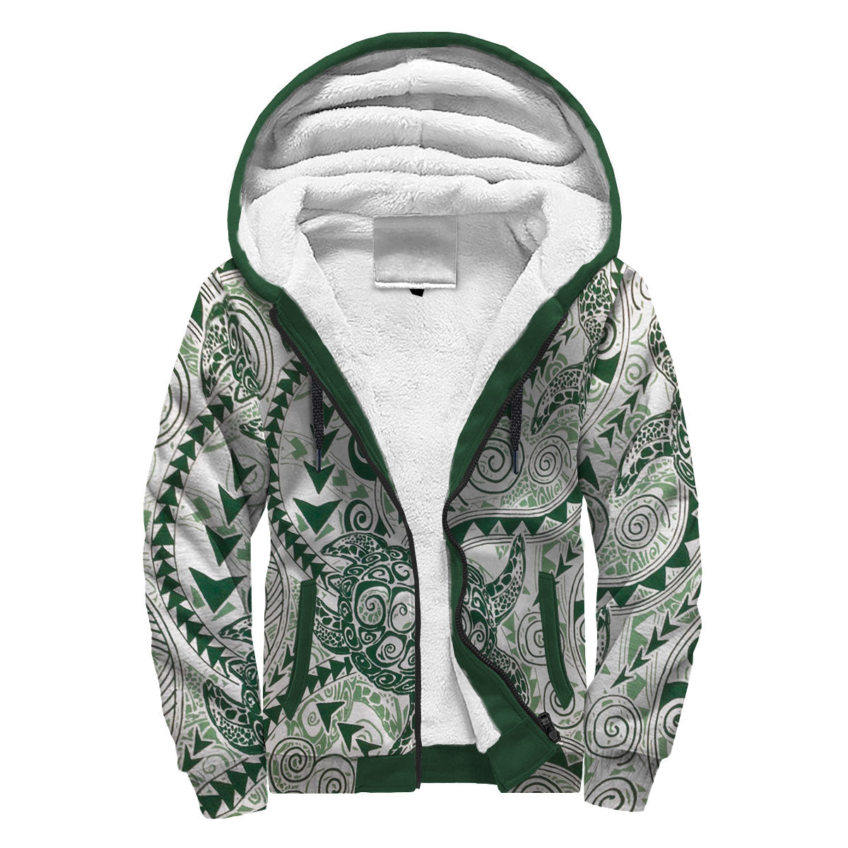 Hawaii Polynesian Turtle Sherpa Hoodie Green Style