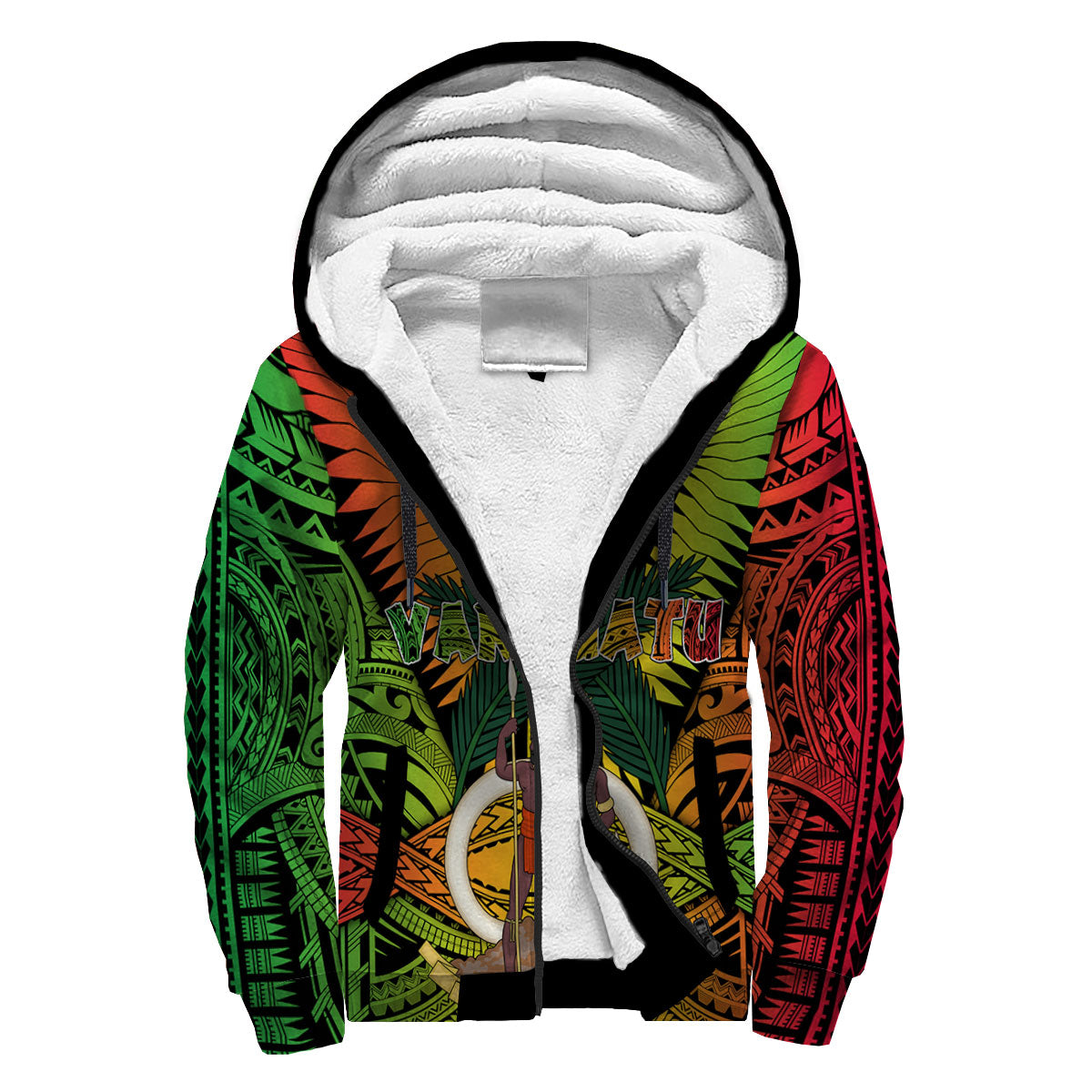 Vanuatu Sherpa Hoodie Coat Of Arms Reggae Style