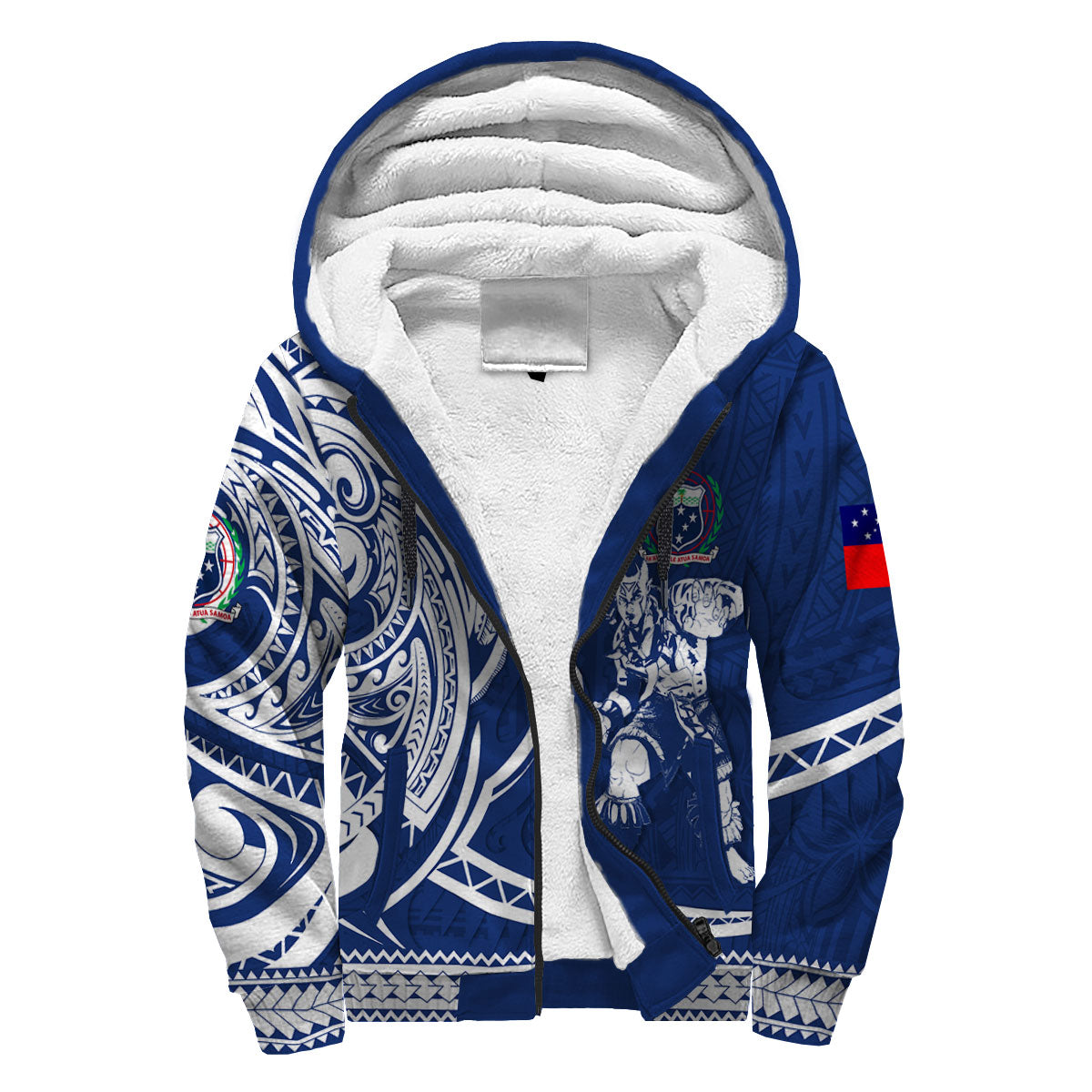 Custom Samoa Sherpa Hoodie Warrior Ula Nifo Style