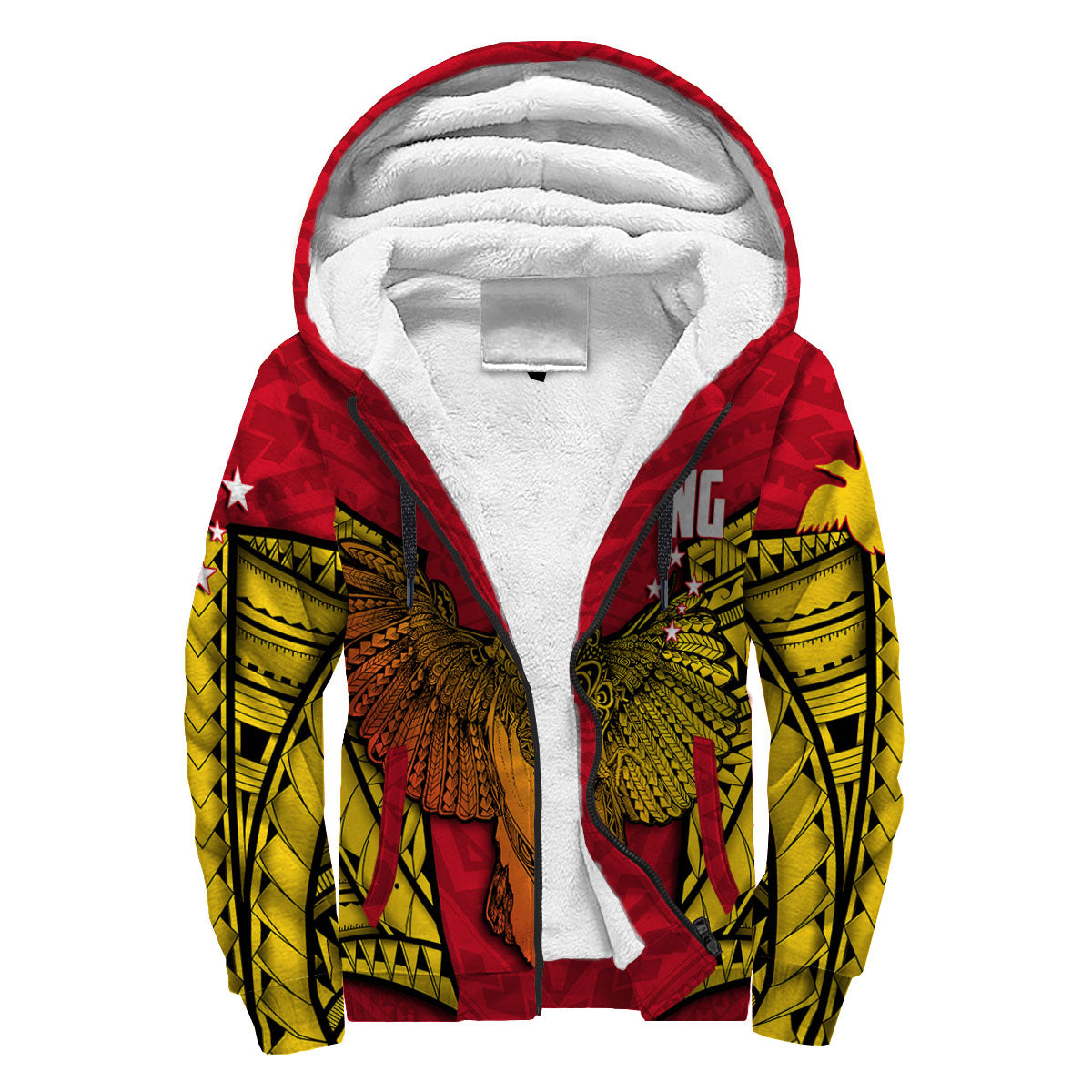 Papua New Guinea Independence Day Sherpa Hoodie Raggiana Bird of Paradise Style