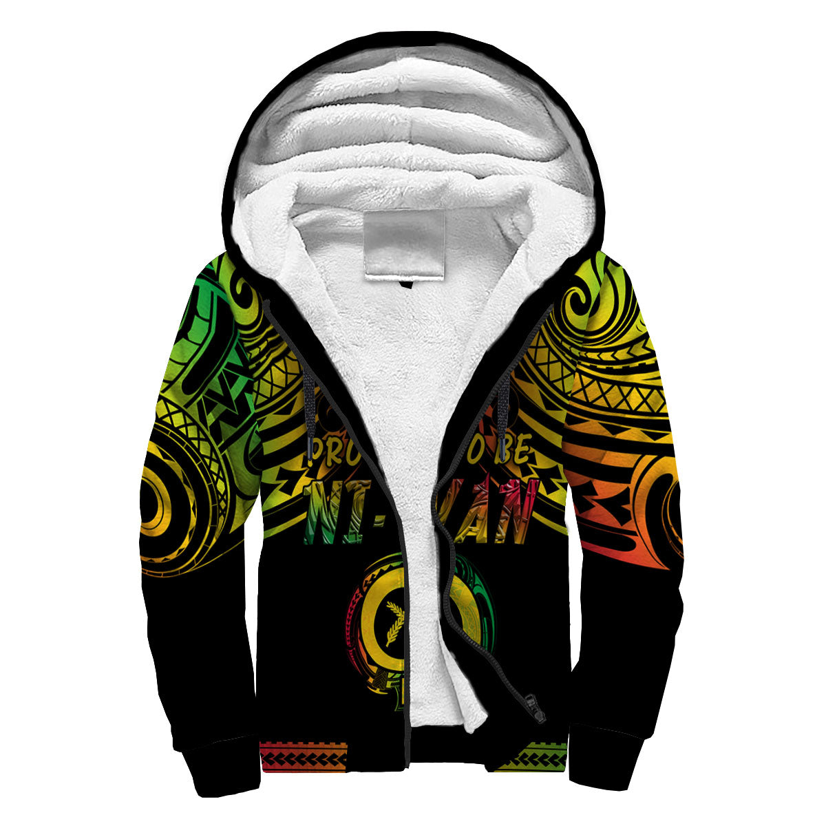 Vanuatu Proud To Be Ni-Van Sherpa Hoodie Coat Of Arms Reggae Style