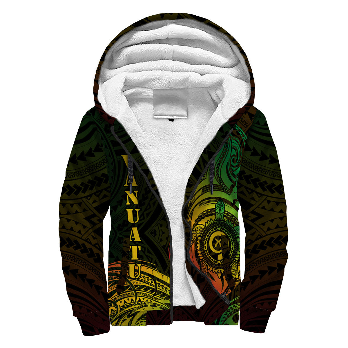 Vanuatu Sherpa Hoodie Polynesian Reggae Style