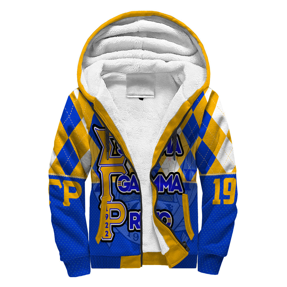 Sorority Hoodie - Christmas Sigma Gamma Rho Girl Sherpa Hoodie Rhombus Pattern Style