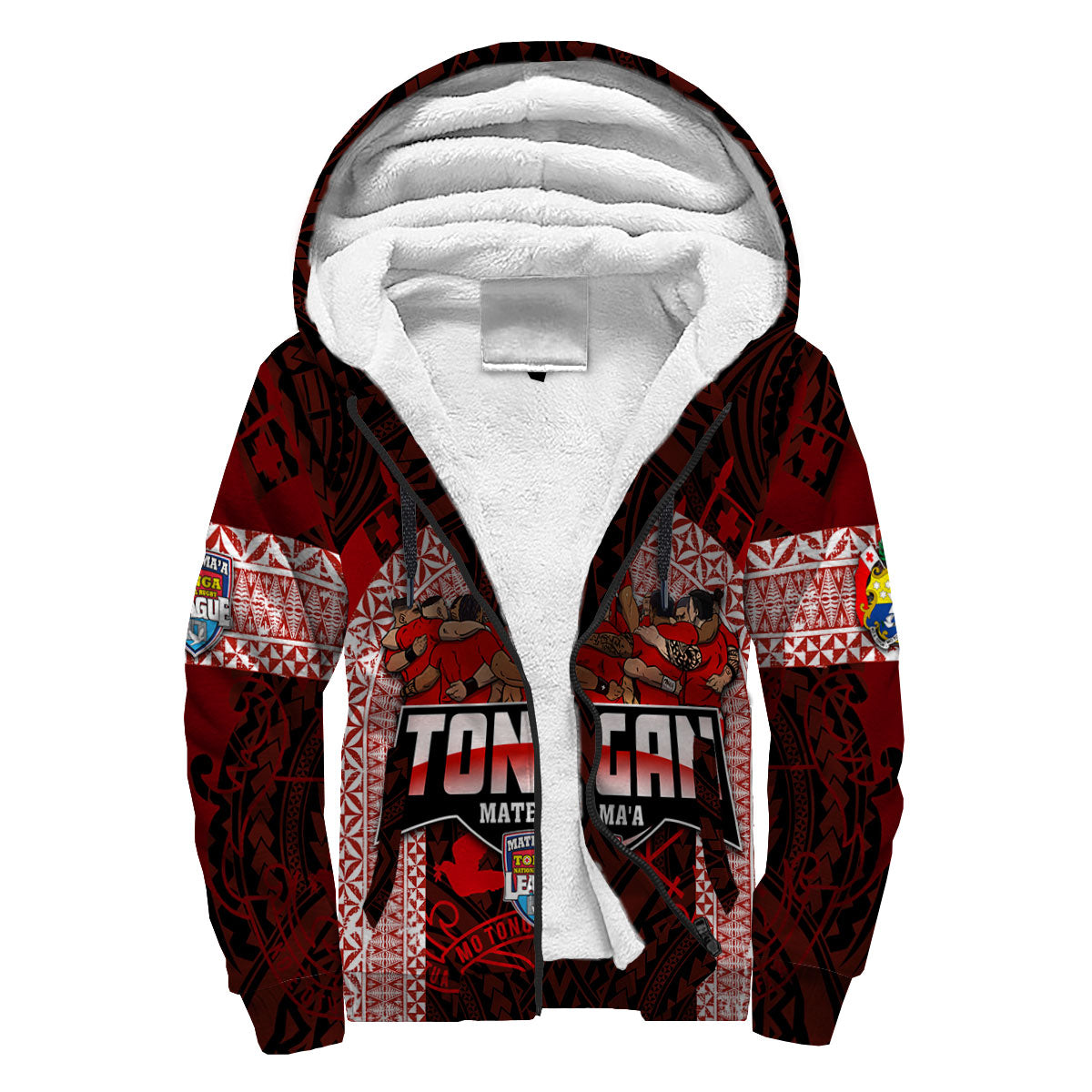 Custom Tonga Mate Ma'a Rugby League Sherpa Hoodie