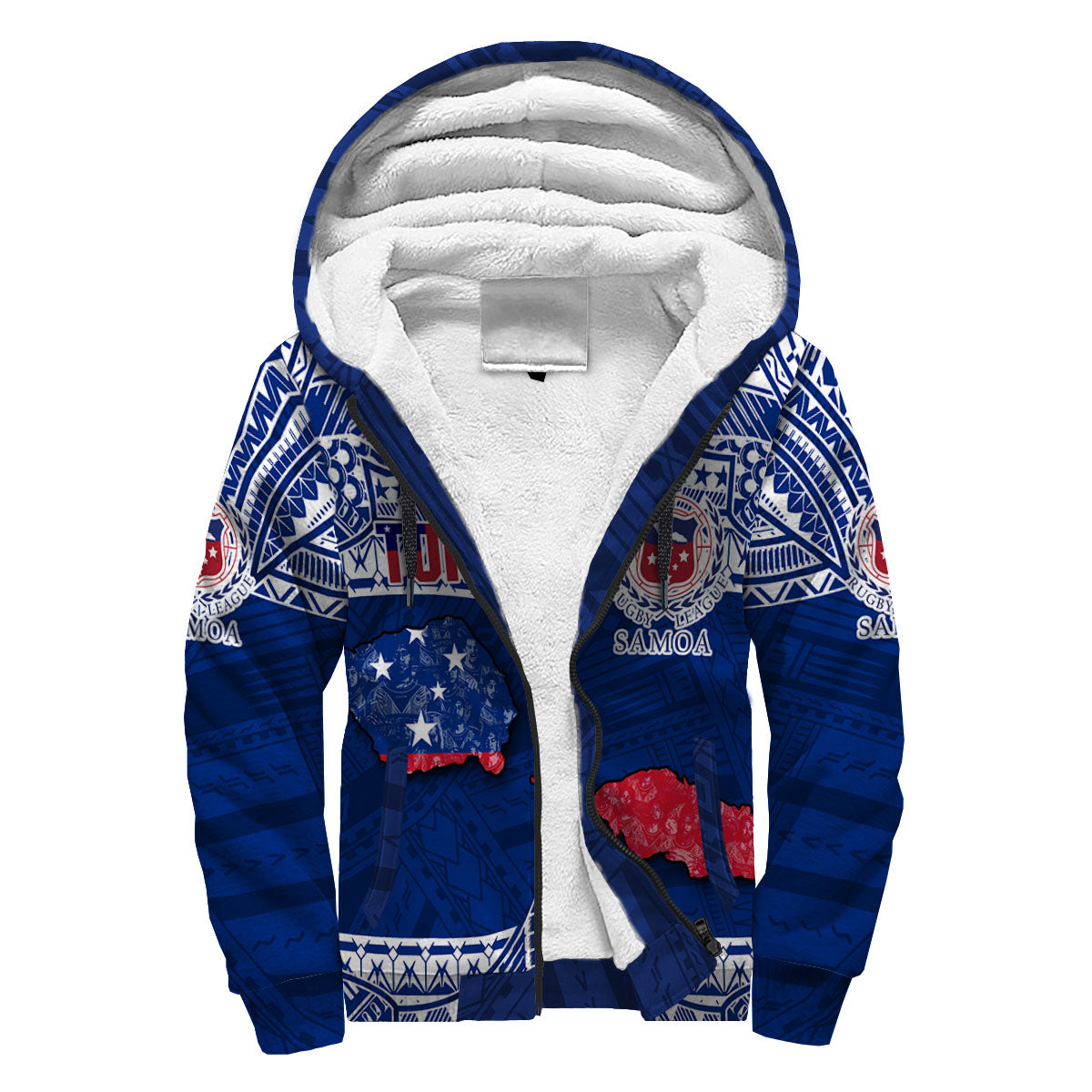 Custom Samoa TOA Rugby Sherpa Hoodie Map Style