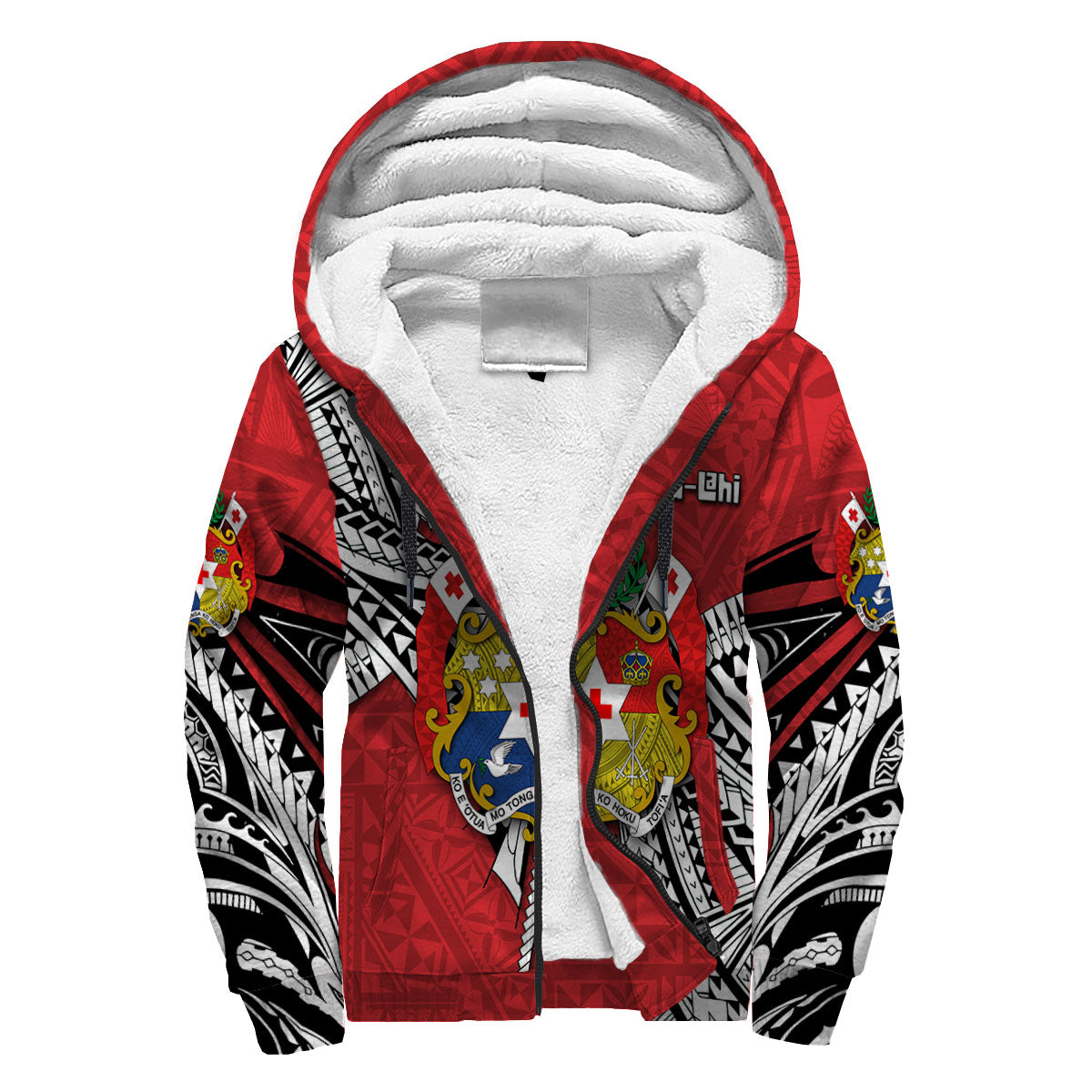 Custom Tonga Vava'u Lahi Coat Of Arms Sherpa Hoodie