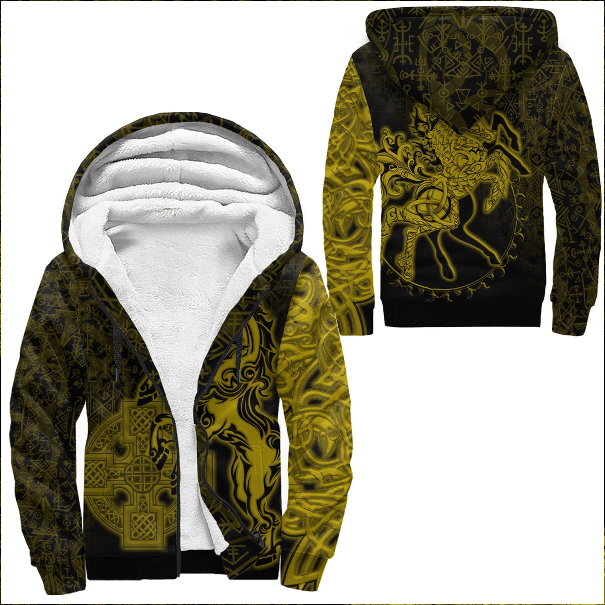 Viking Sherpa Hoodie Sleipnir Gold