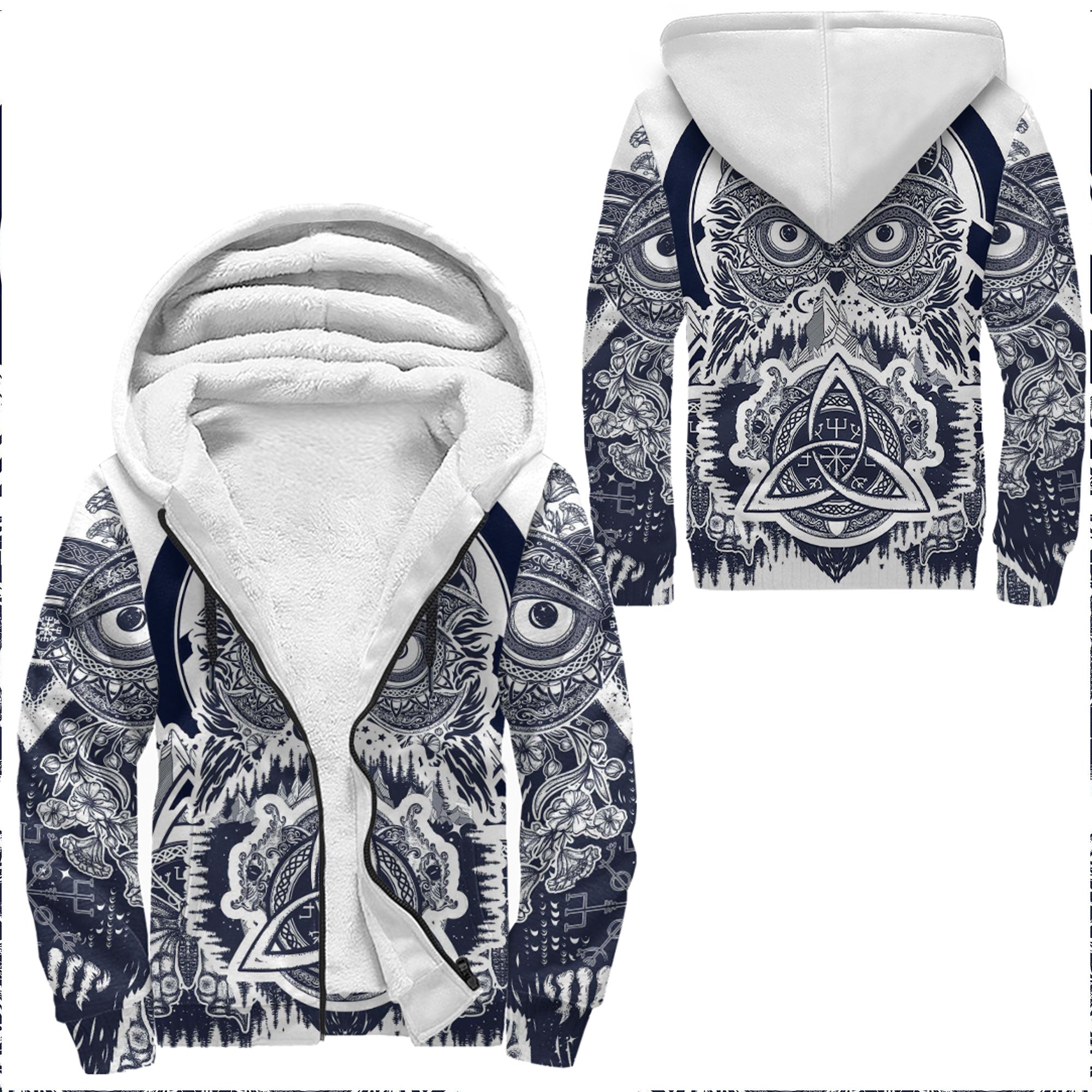 Viking Sherpa Hoodie Owl Celtic