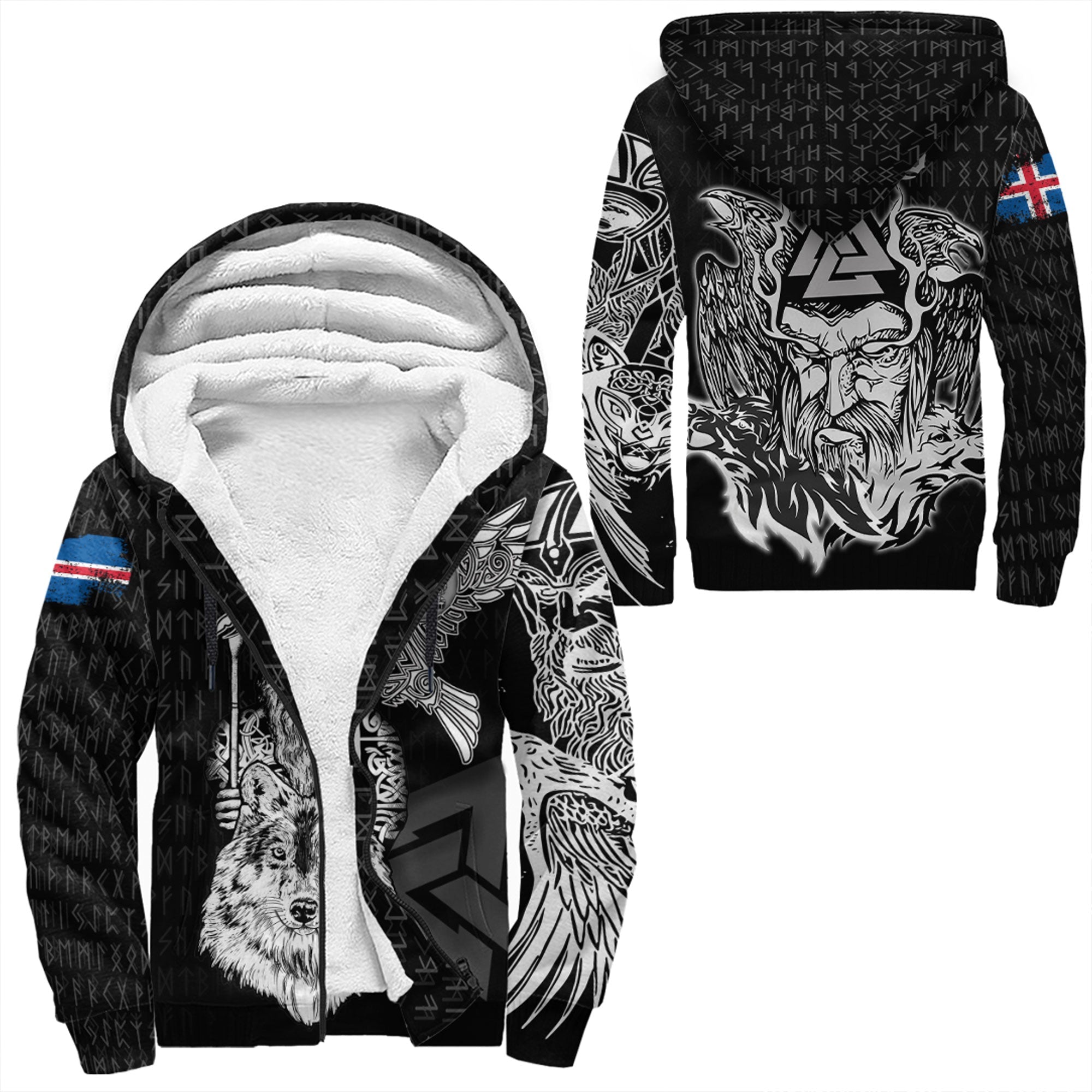 Viking Sherpa Hoodie Iceland Odin