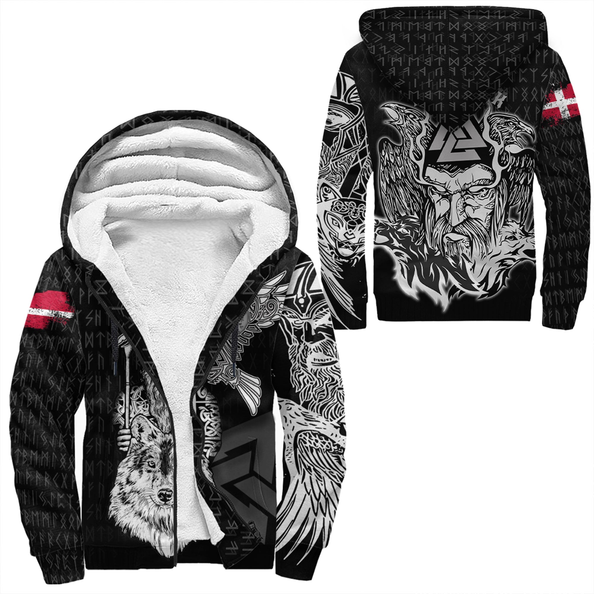 Viking Sherpa Hoodie Denmark Odin Sherpa Hoodie