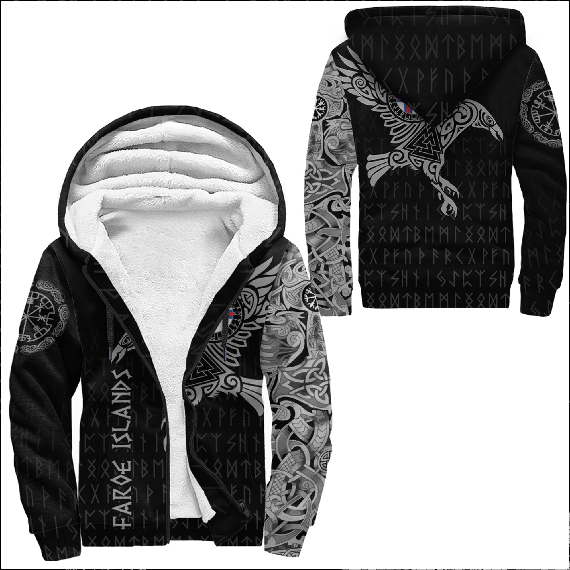 Viking Sherpa Hoodie The Raven Of Odin Tattoo Faroe Islands Ver02