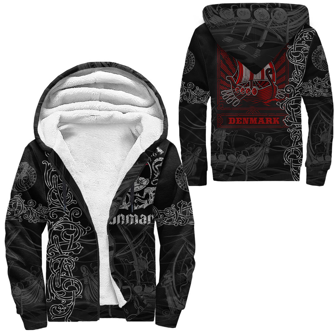 Viking Sherpa Hoodie Drakkar Denmark Warship