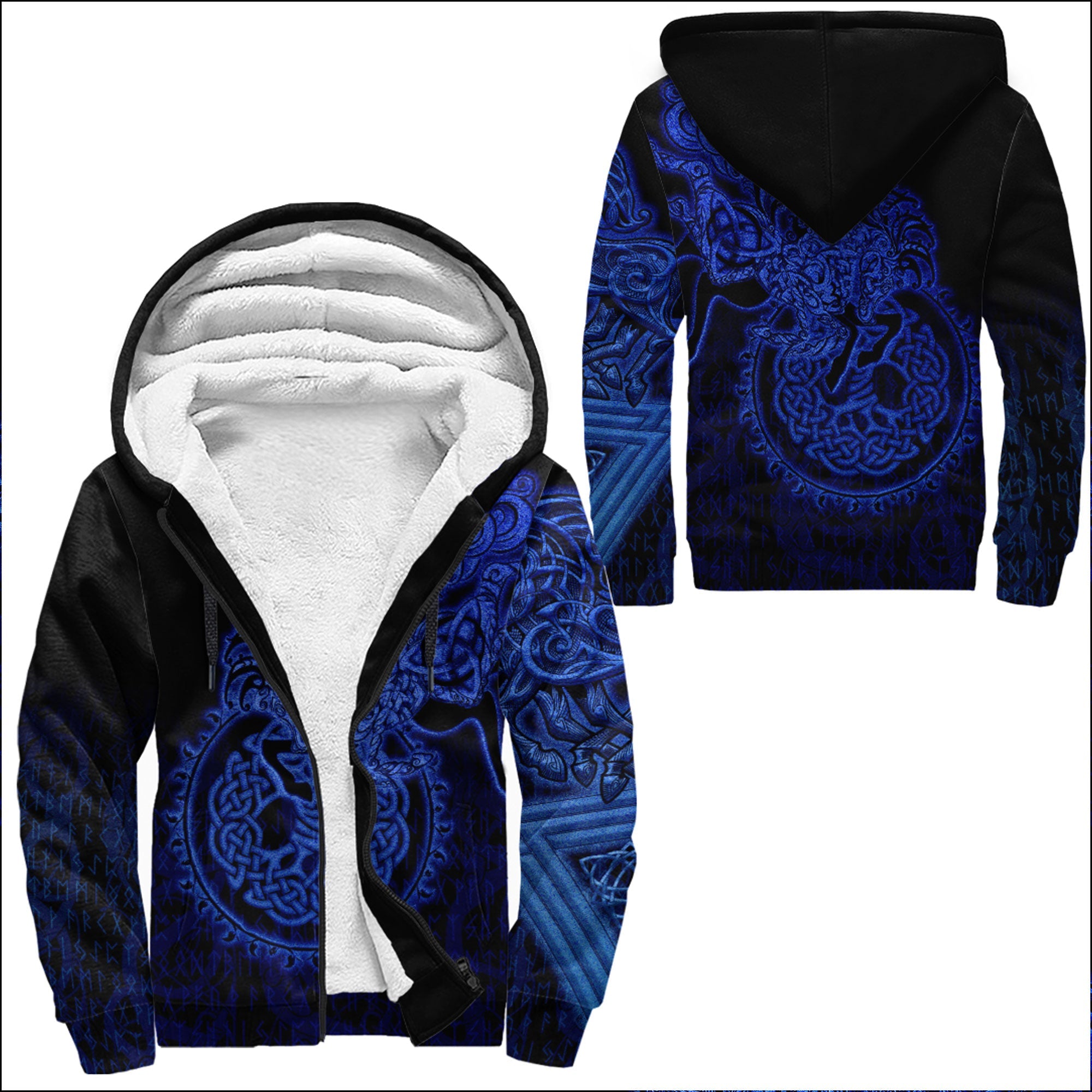 Viking Sherpa Hoodie Sleipnir Blue Style
