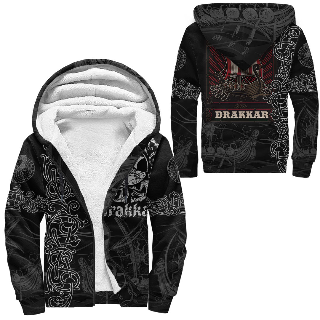 Viking Sherpa Hoodie Drakkar Warship