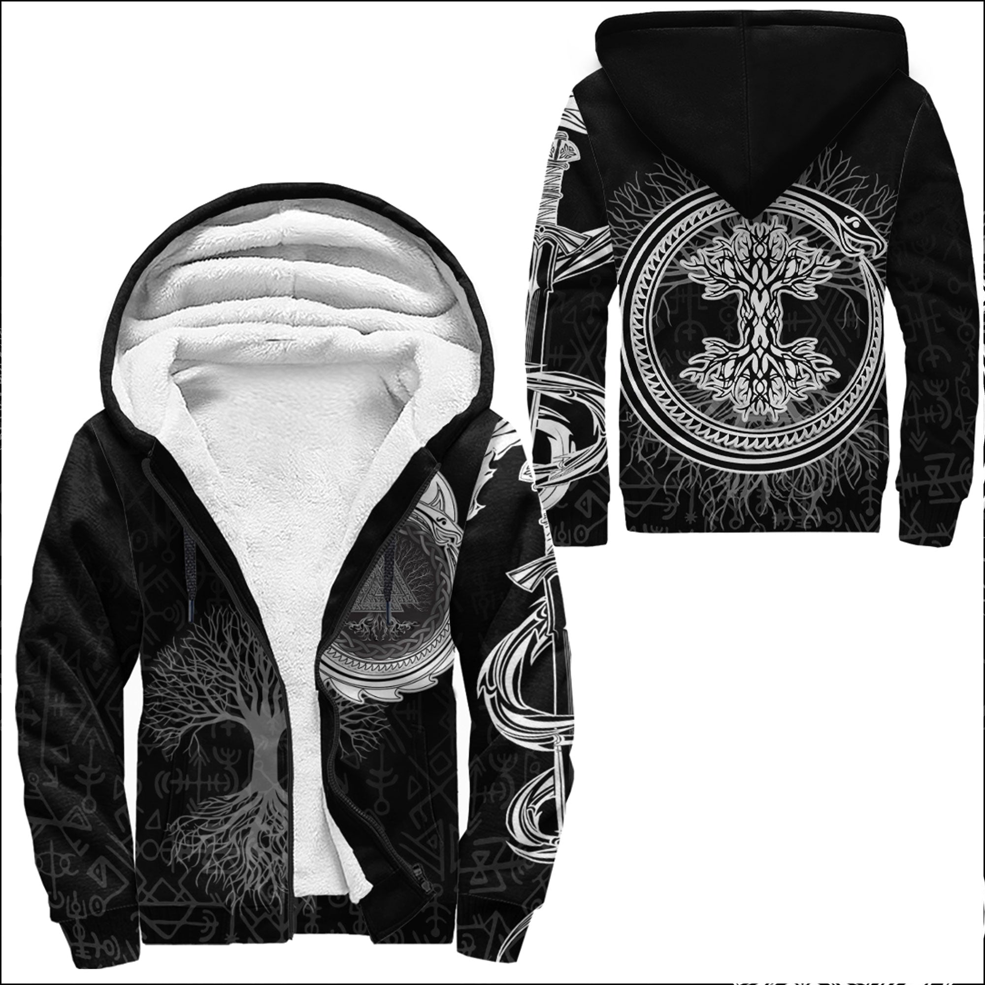 Viking Sherpa Hoodie Yggdrasil Jormungand