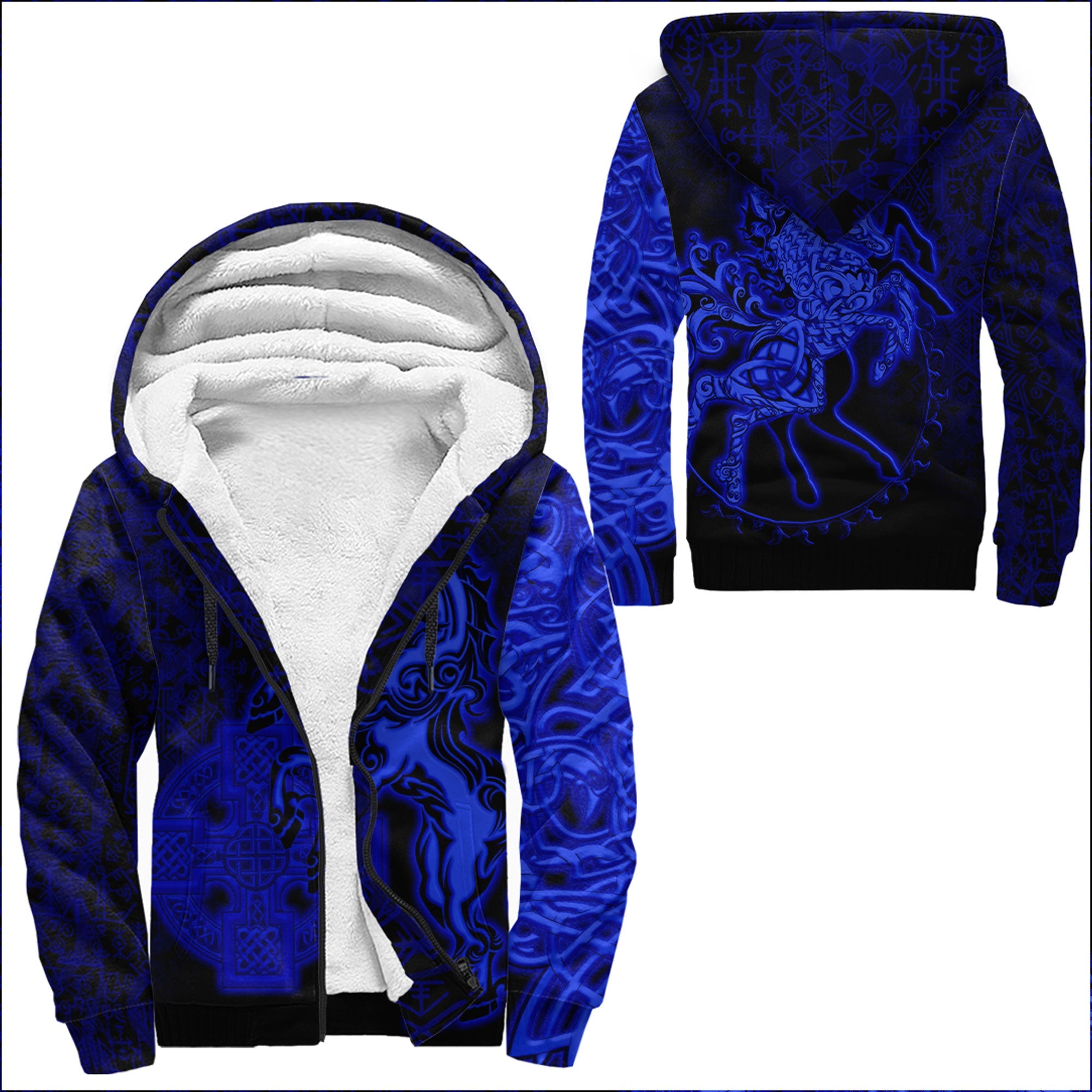 Viking Sherpa Hoodie Sleipnir Blue