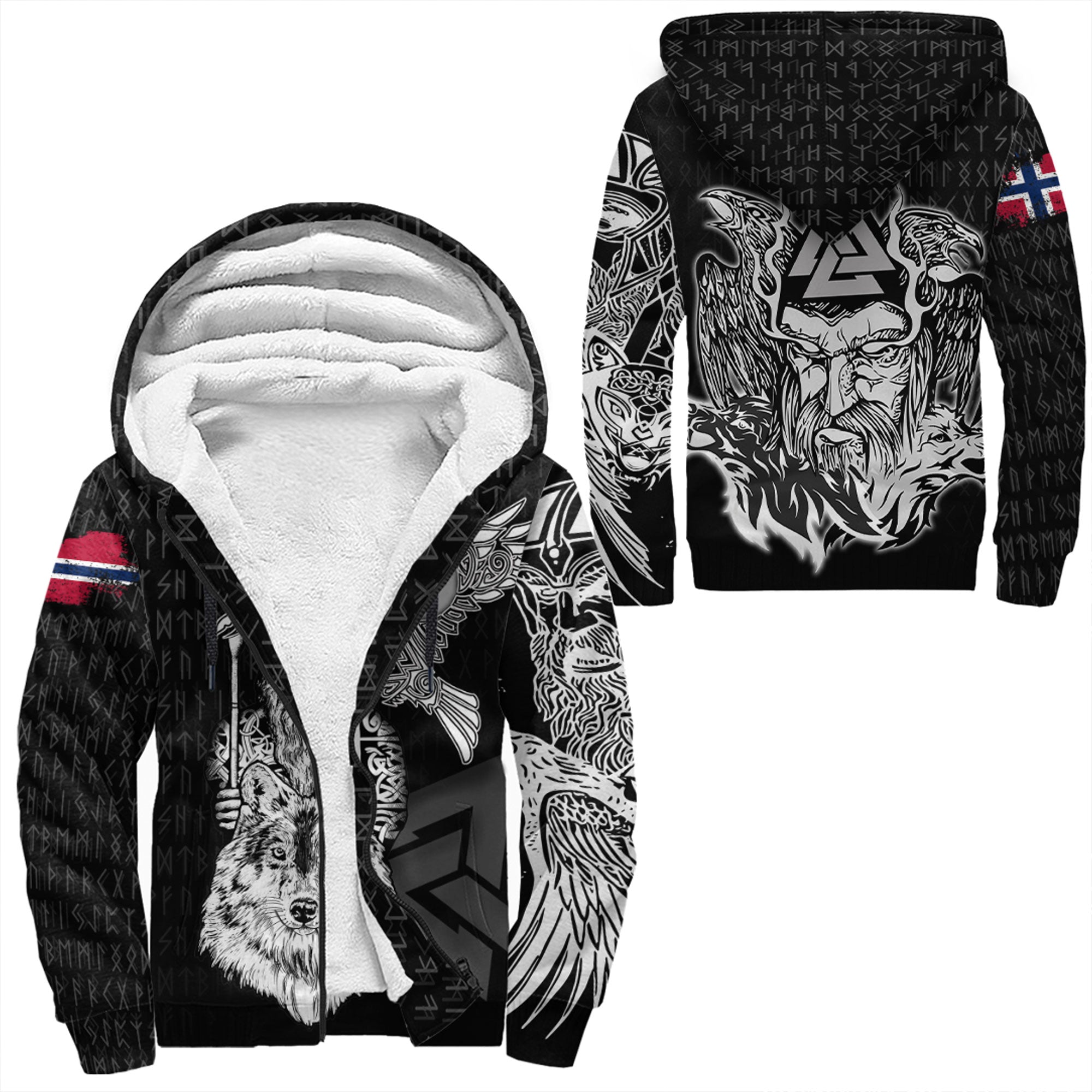 Viking Sherpa Hoodie Norway Odin