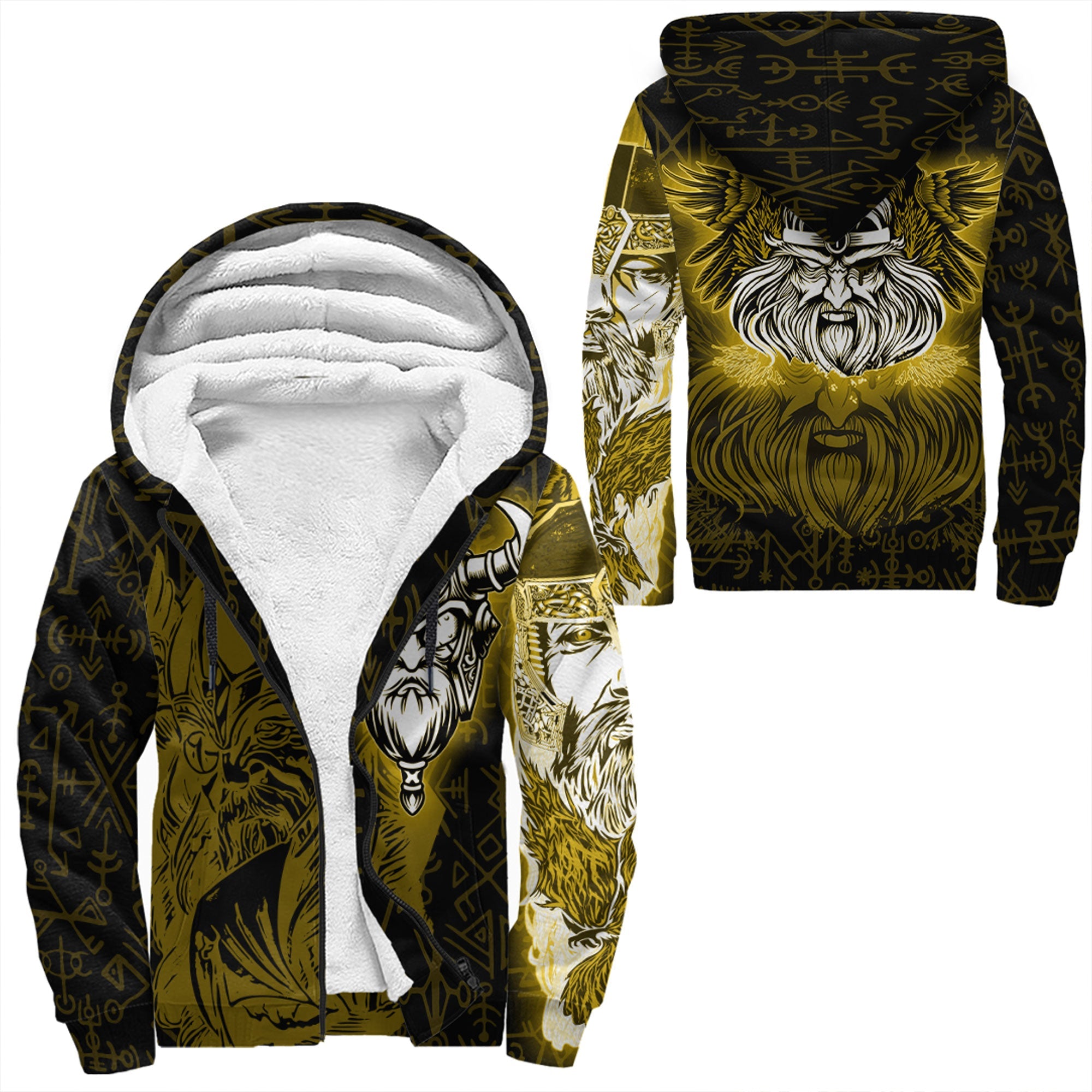 Viking Sherpa Hoodie Odin Gold