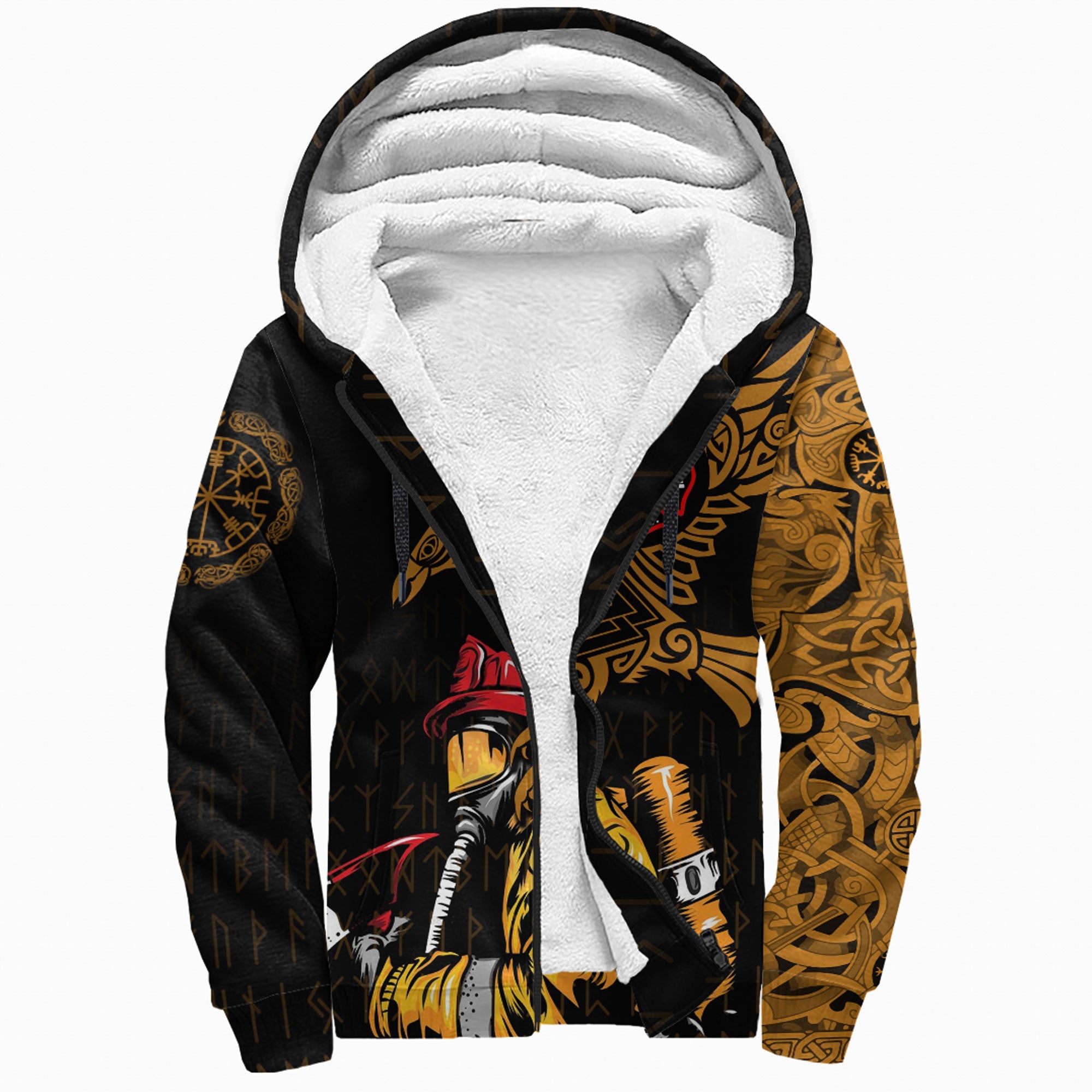 Viking Sherpa Hoodie The Raven Of Odin Tattoo Firefighter Ver03