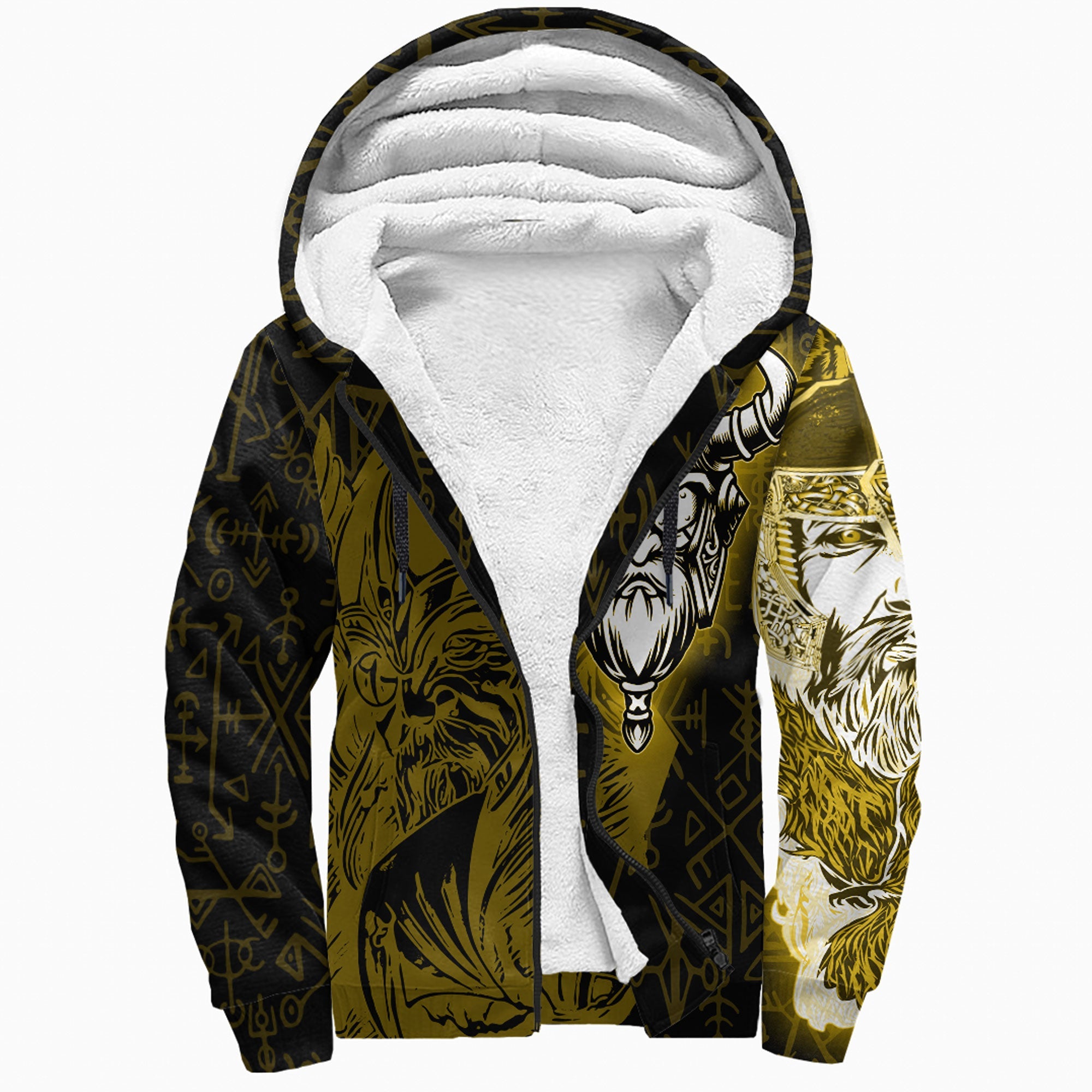 Viking Sherpa Hoodie Odin Gold