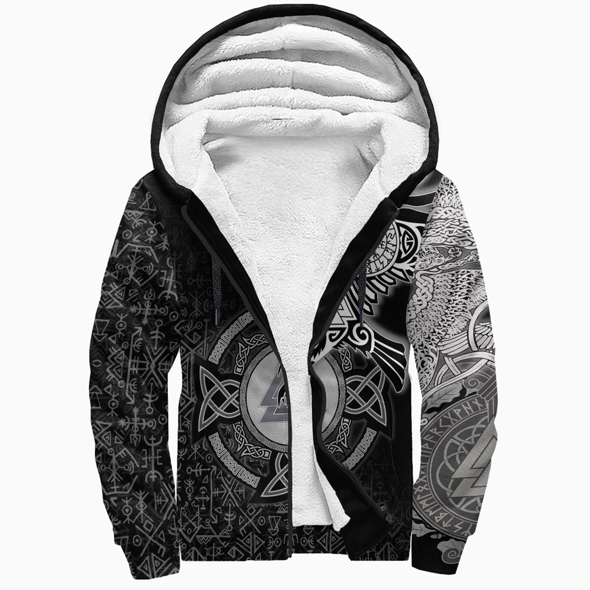 Viking Sherpa Hoodie Raven Celtic Ving