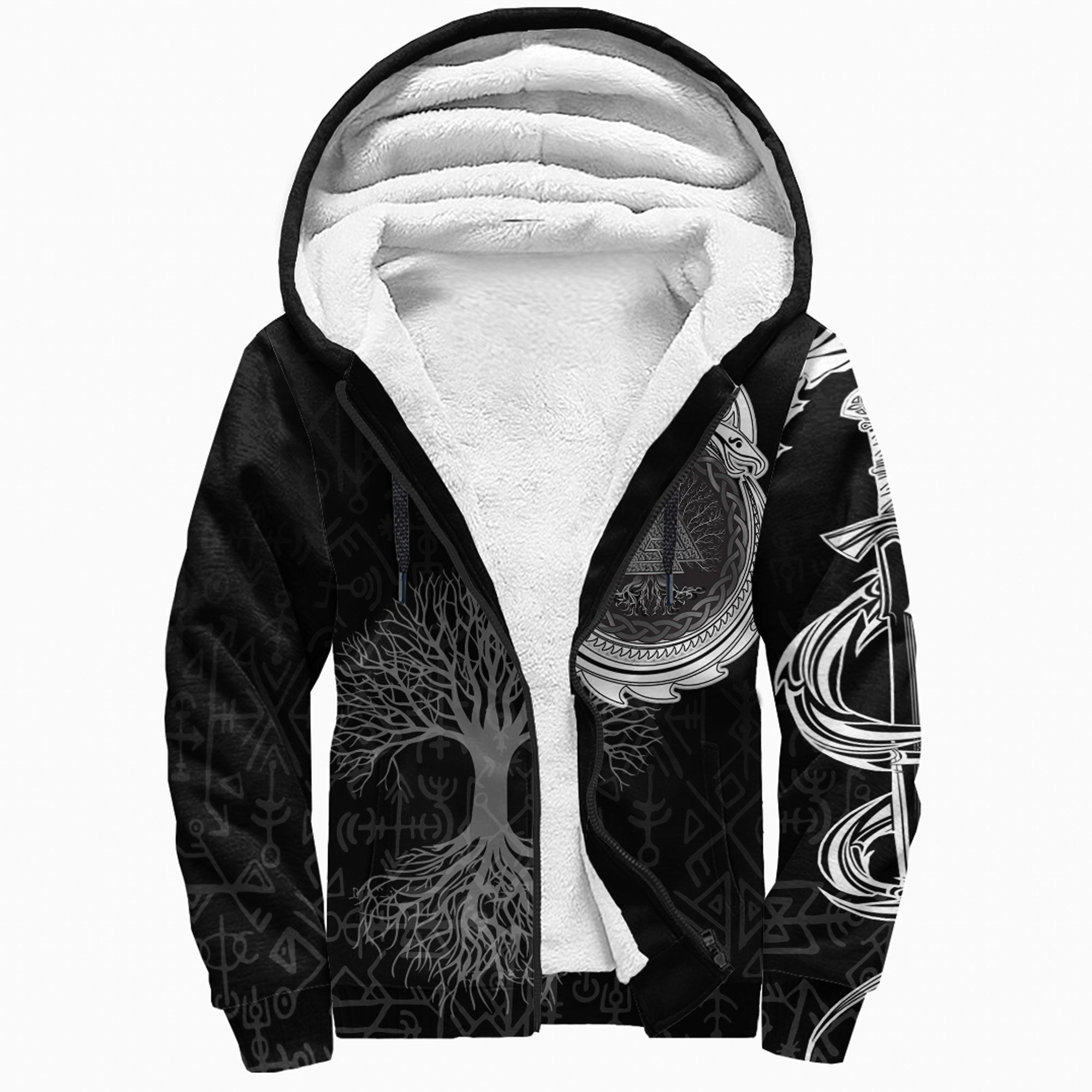 Viking Sherpa Hoodie Yggdrasil Jormungand