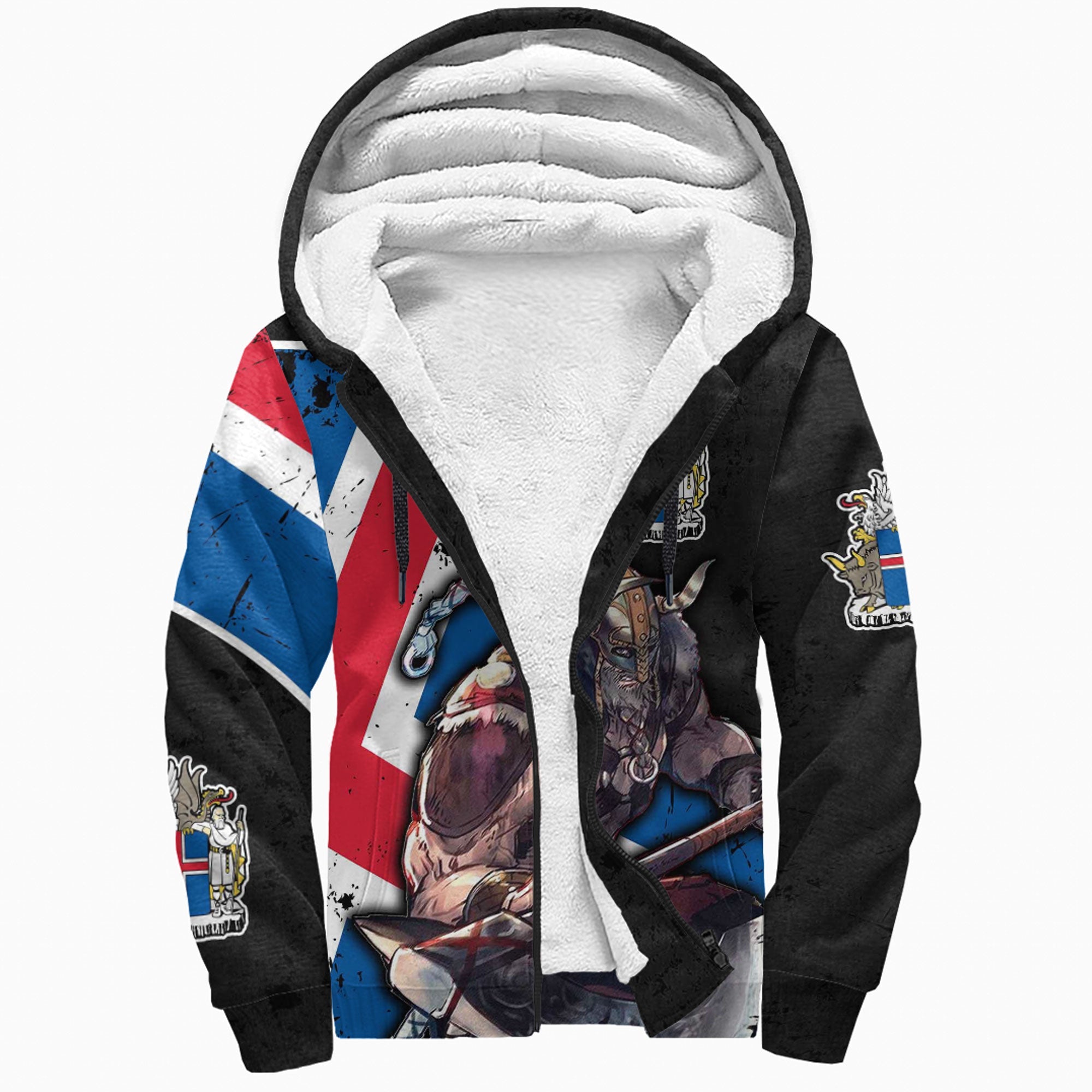 Viking Sherpa Hoodie Iceland Warriors Brush Style