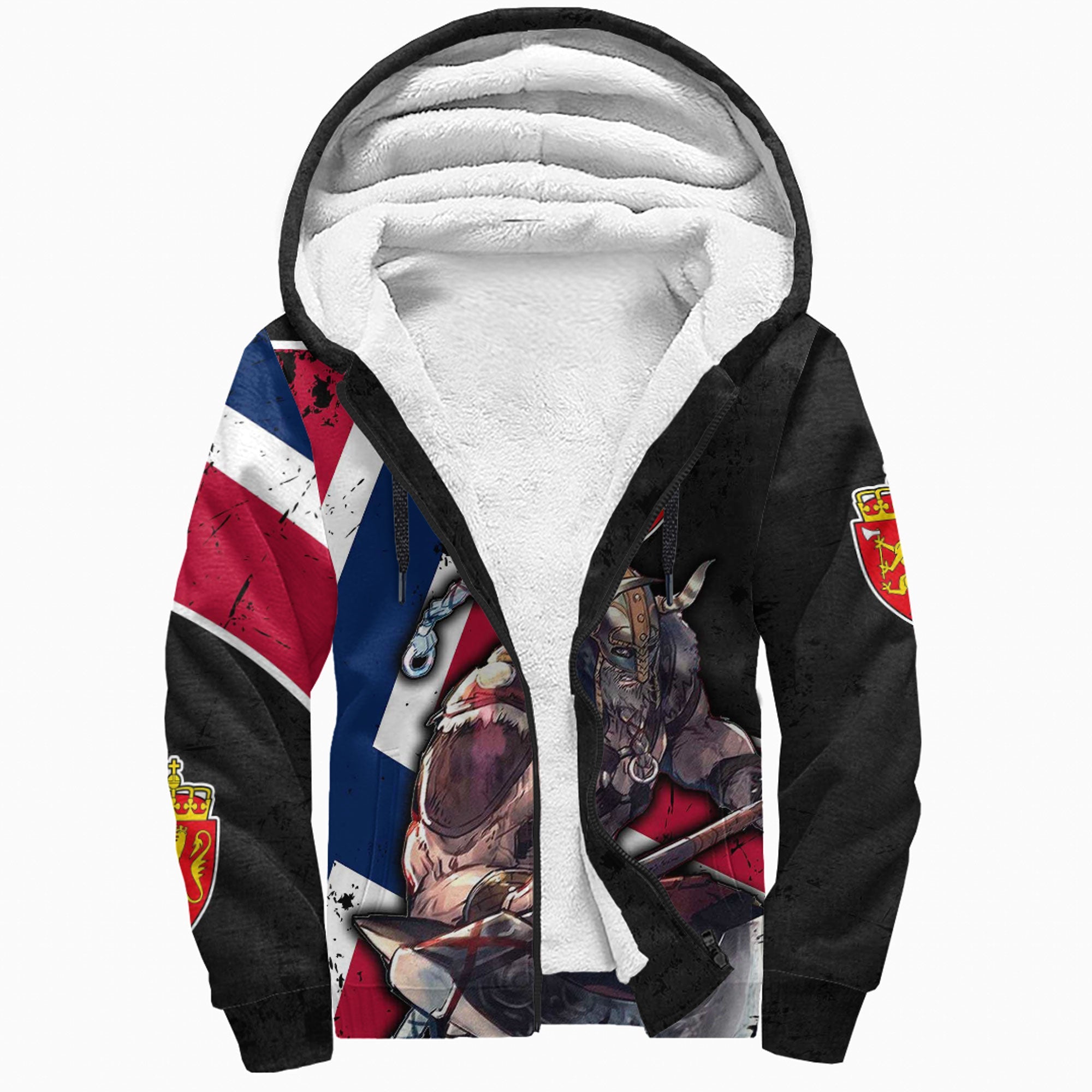 Viking Sherpa Hoodie Norway Warriors Brush Style