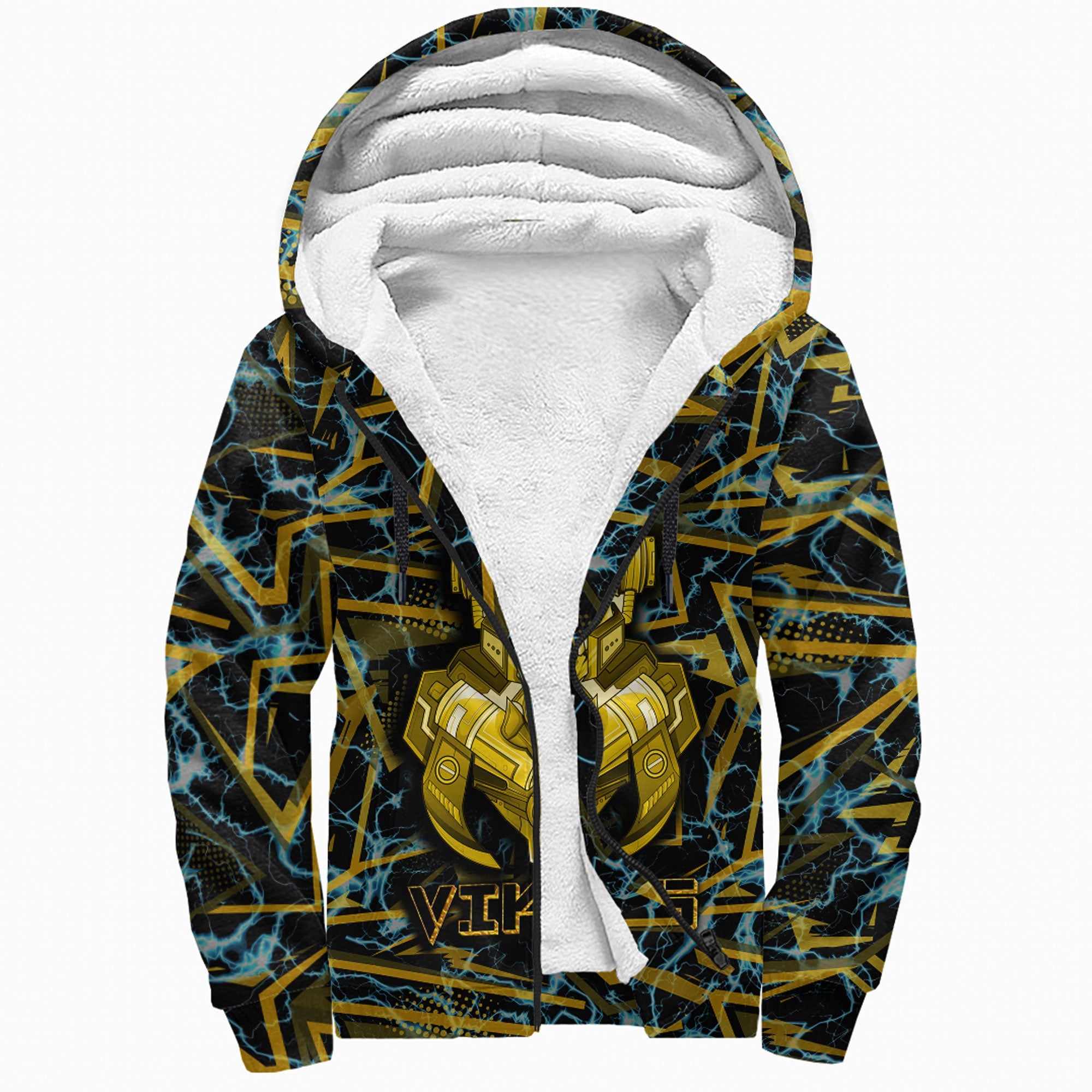 Viking Sherpa Hoodie 3D Robo Warrior Gold