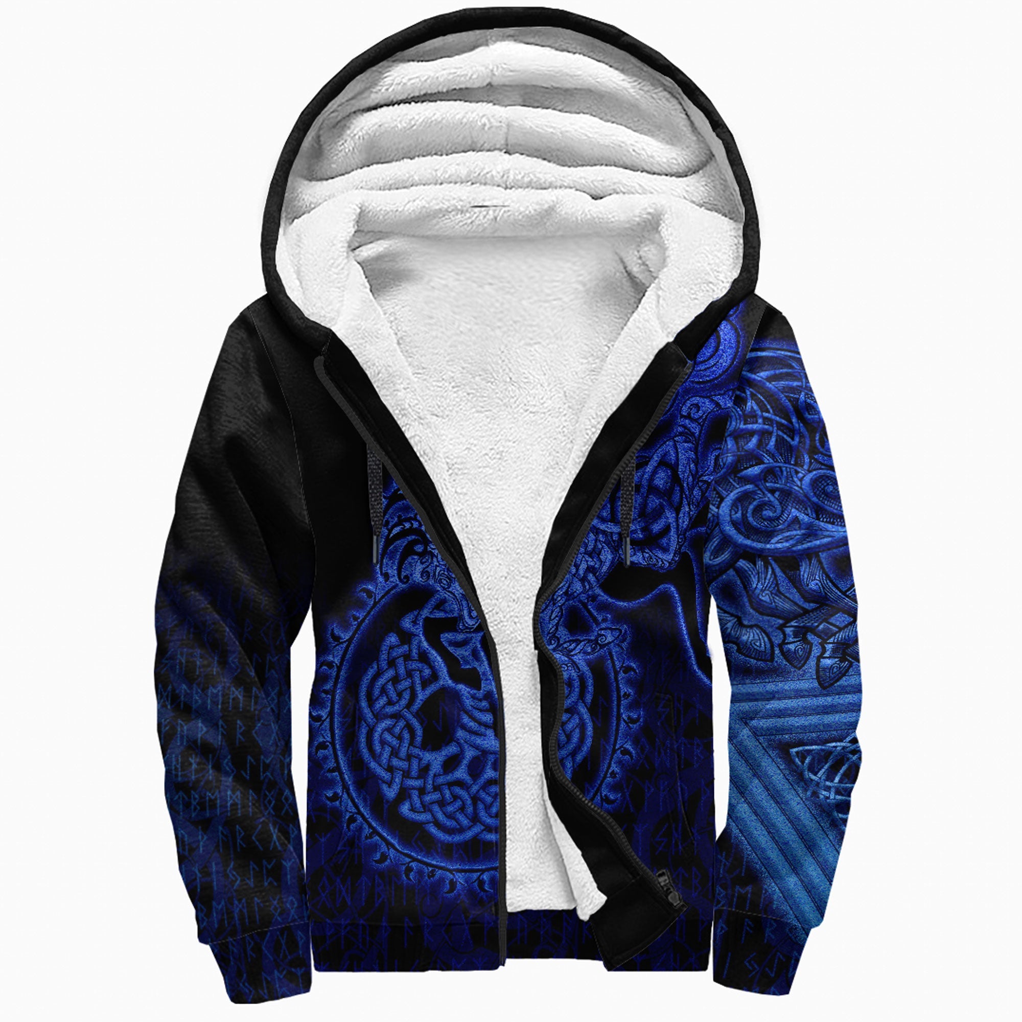 Viking Sherpa Hoodie Sleipnir Blue Style