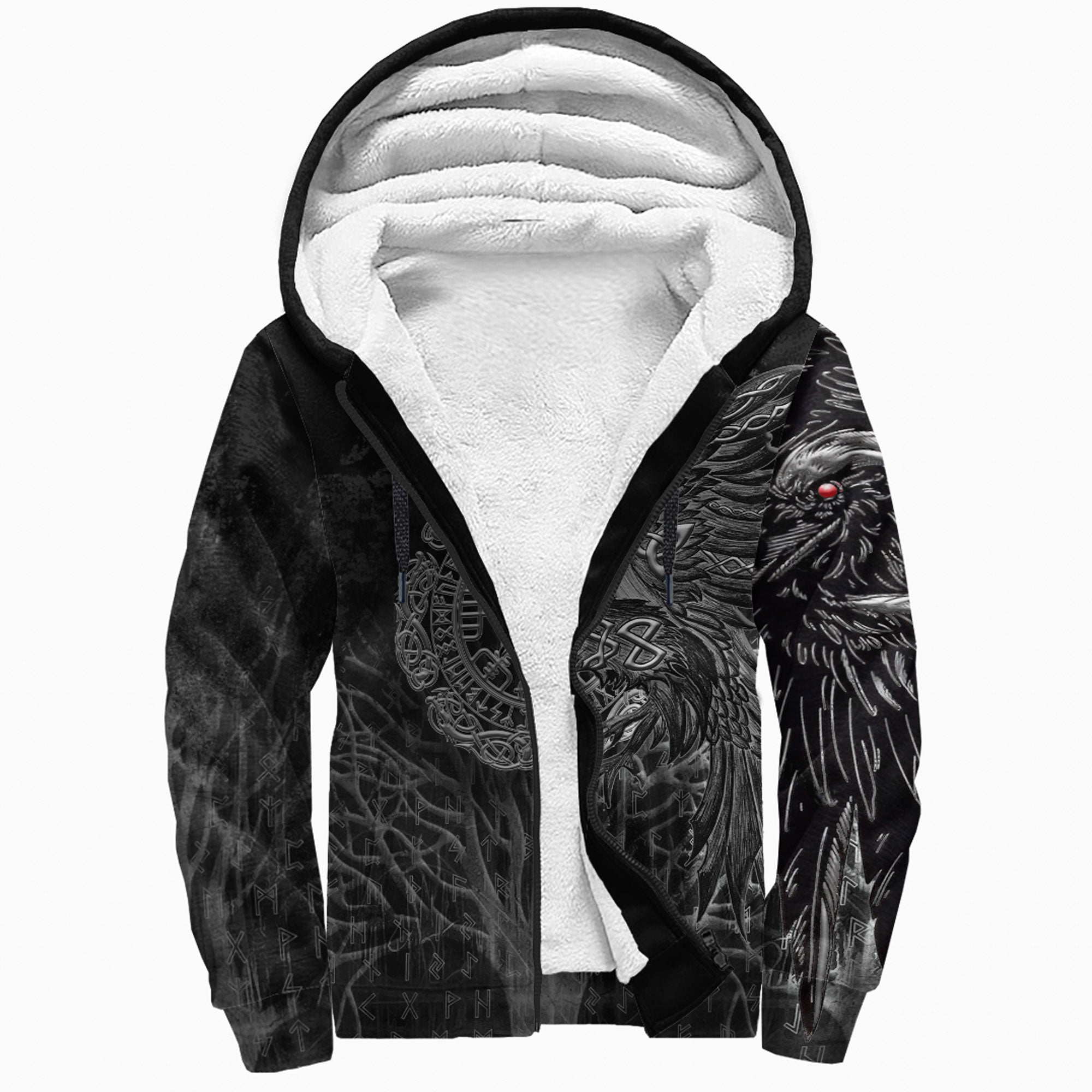Viking Sherpa Hoodie Vegvisir Raven
