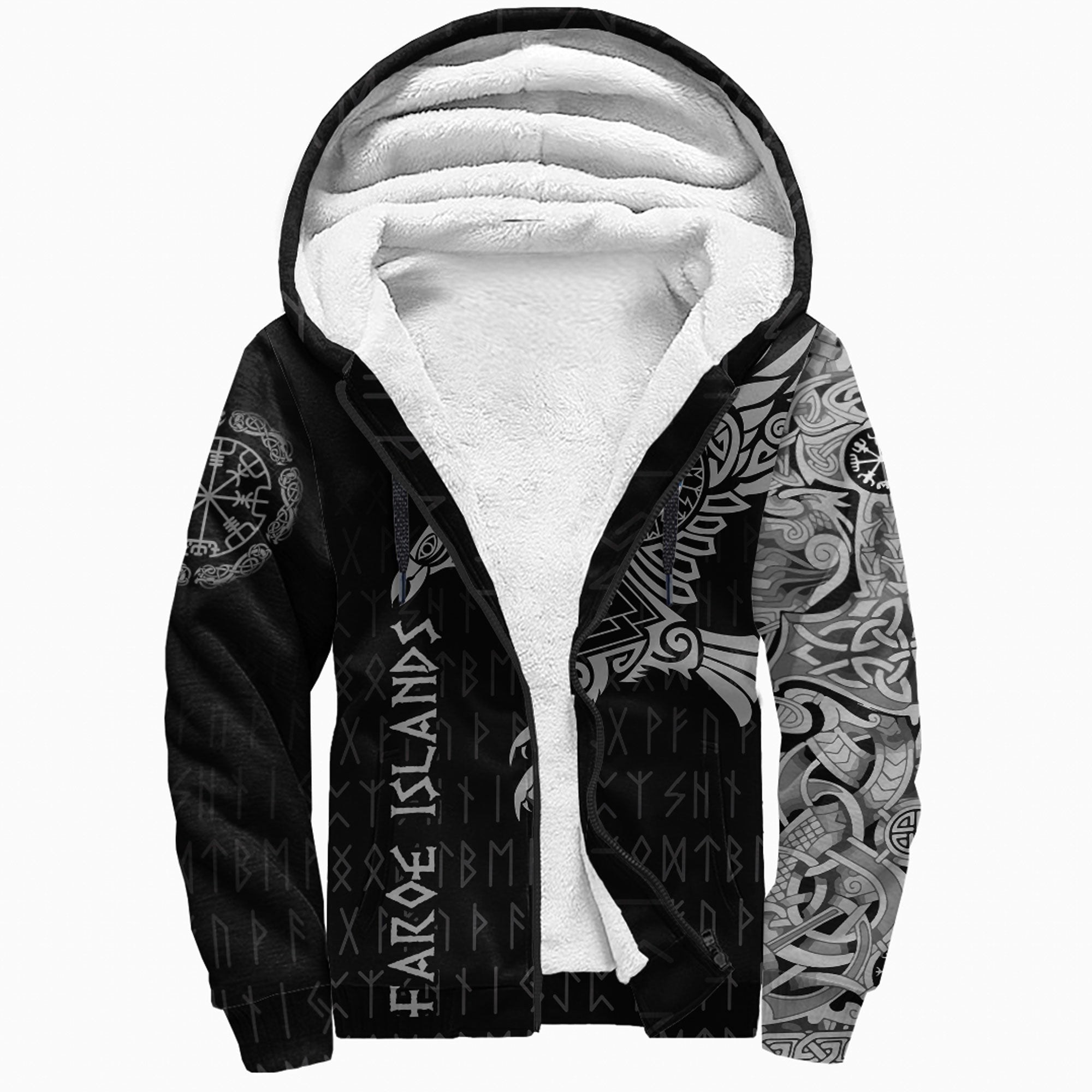 Viking Sherpa Hoodie The Raven Of Odin Tattoo Faroe Islands Ver01
