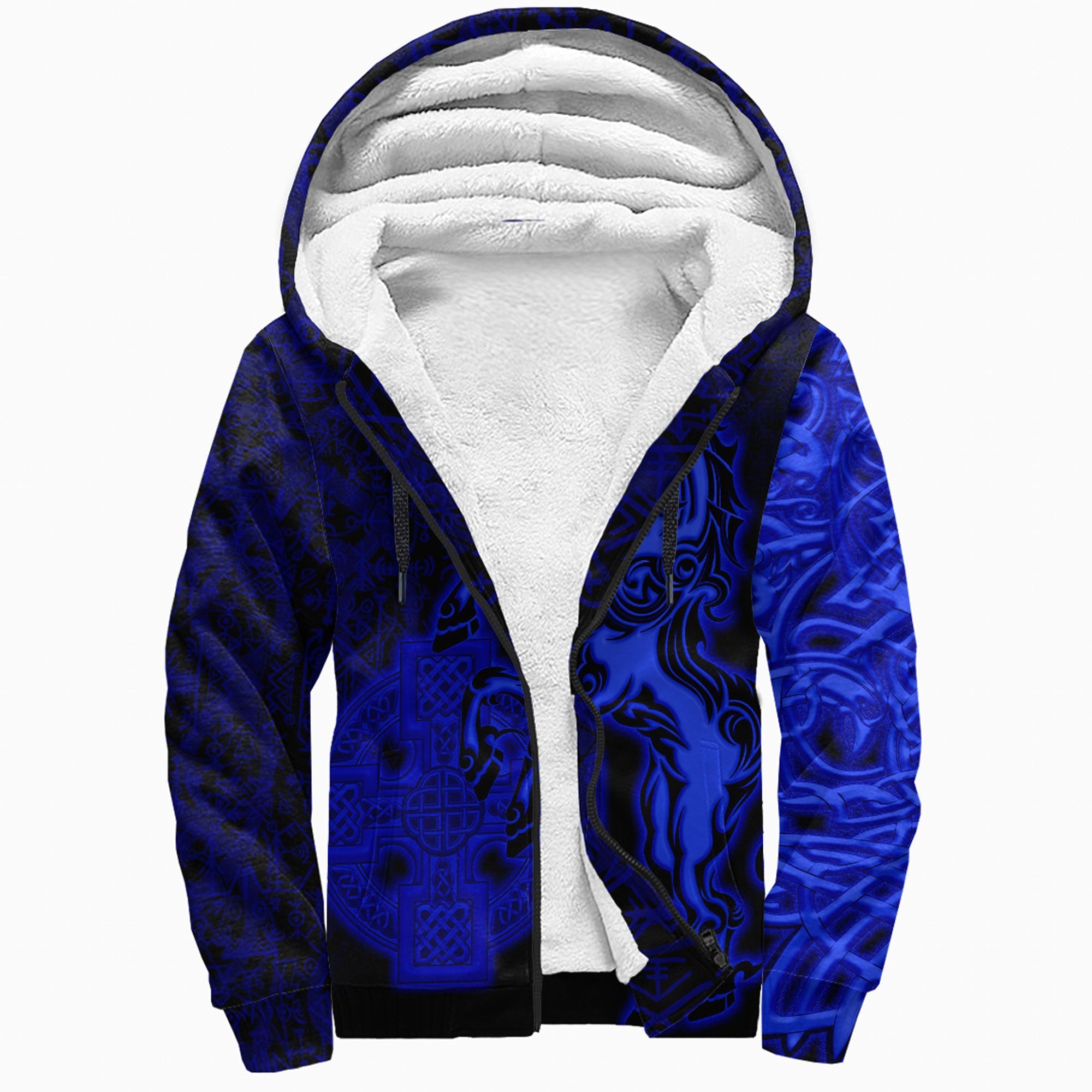 Viking Sherpa Hoodie Sleipnir Blue