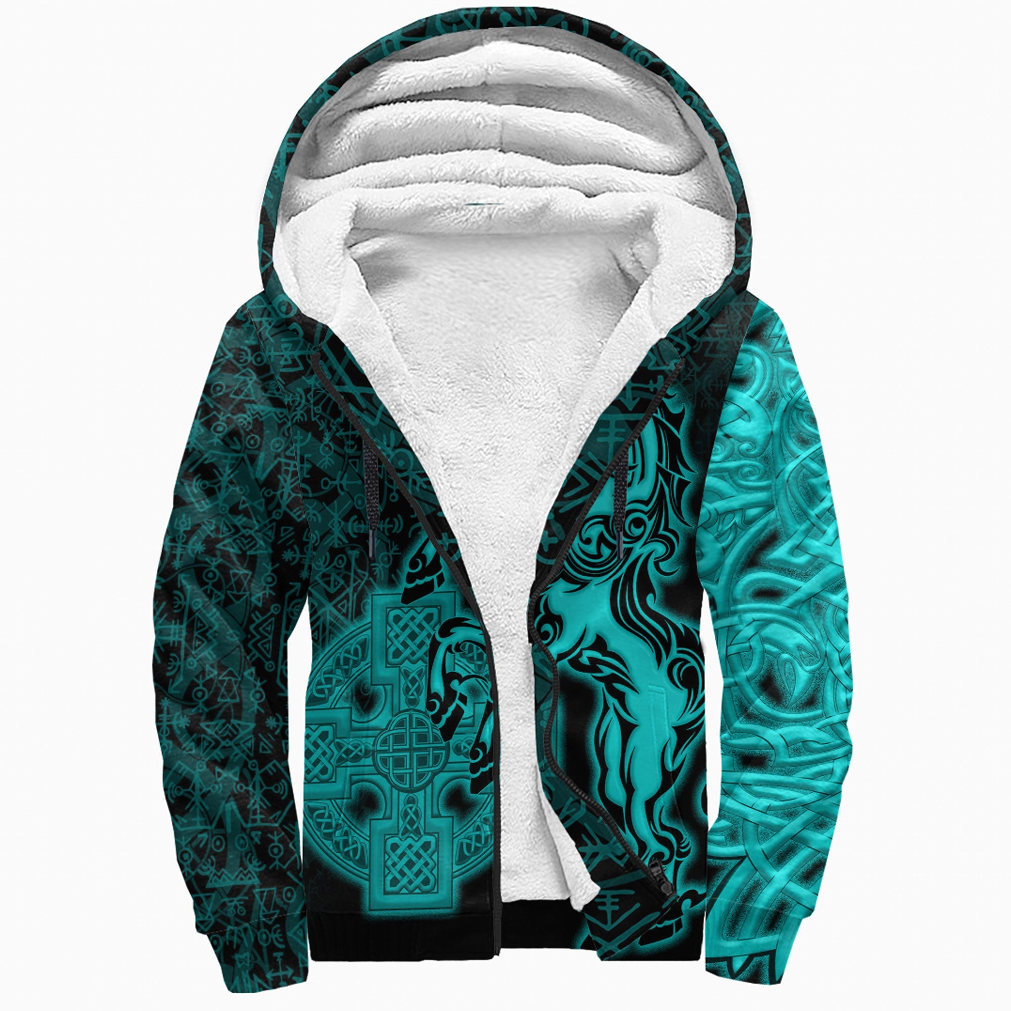 Viking Sherpa Hoodie Sleipnir Turquoise