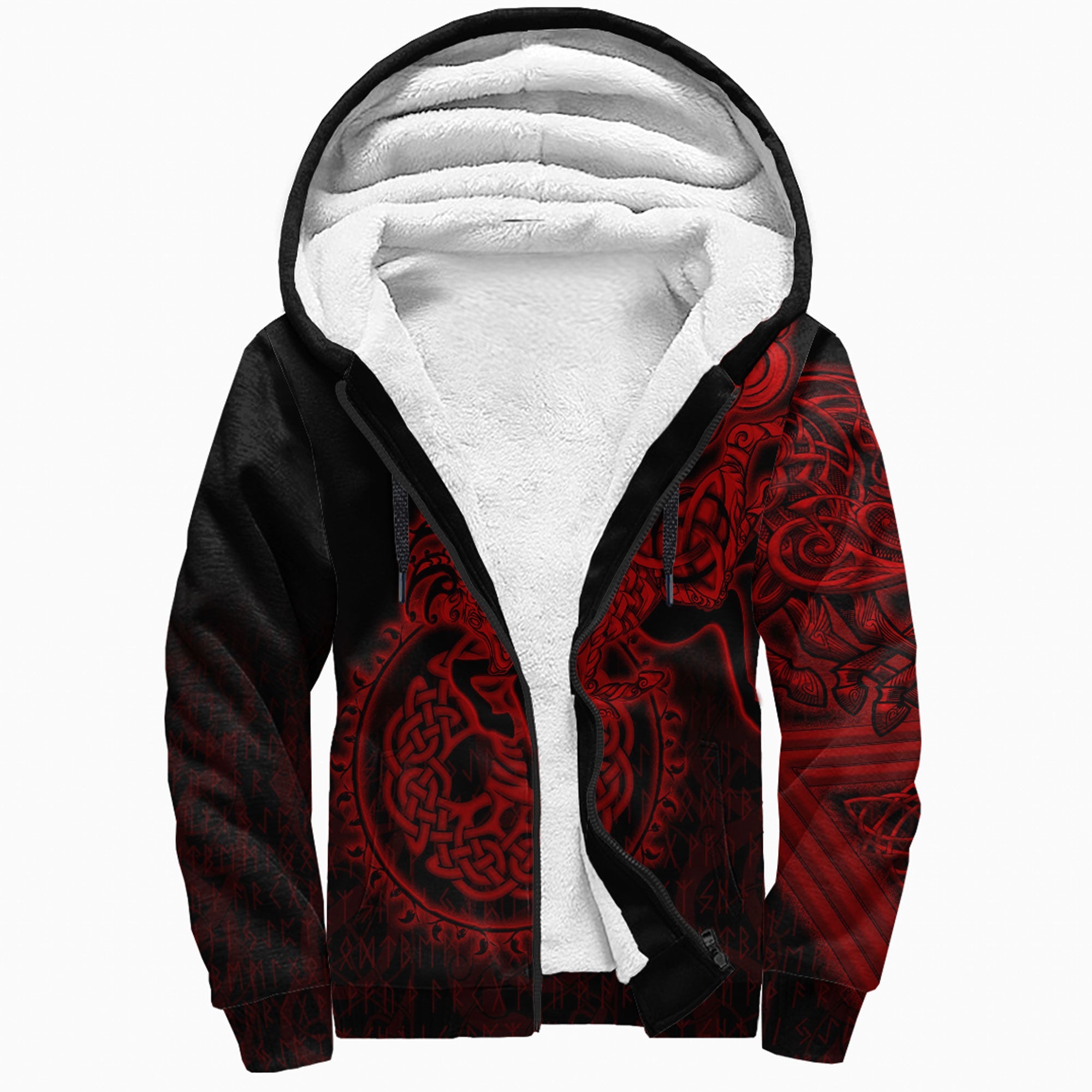 Viking Sherpa Hoodie Sleipnir Red Style