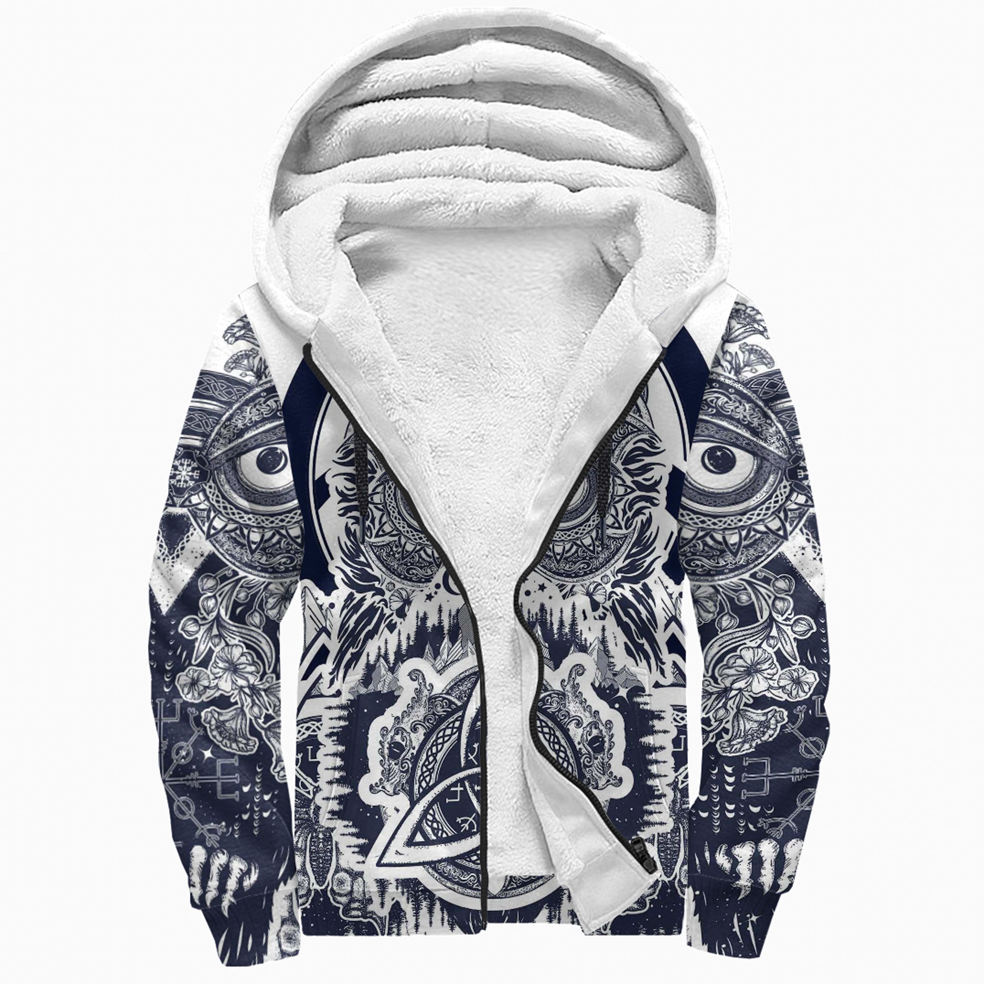 Viking Sherpa Hoodie Owl Celtic