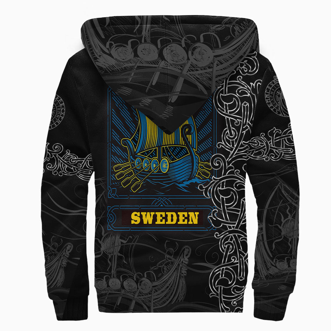 Viking Sherpa Hoodie Drakkar Sweden Warship