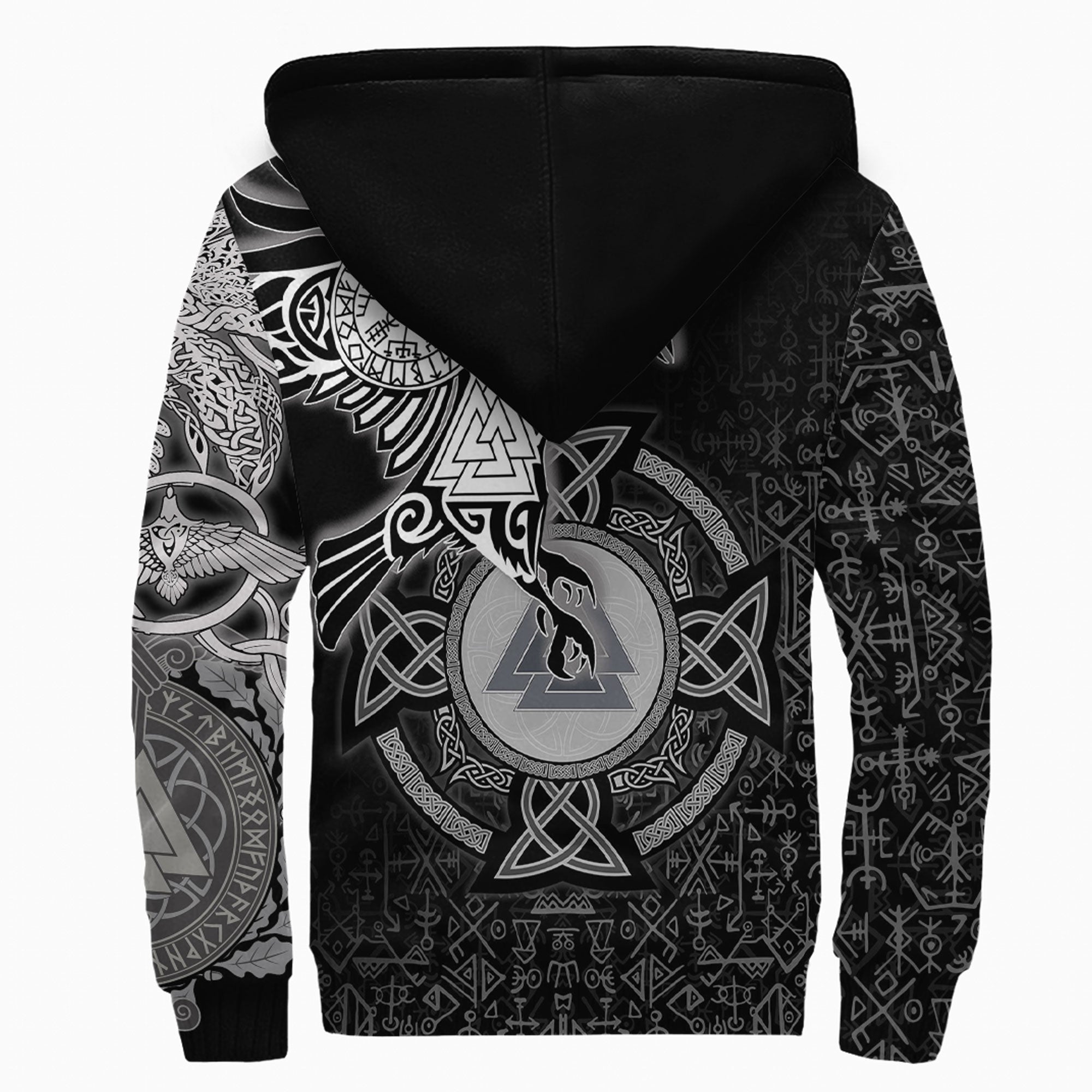 Viking Sherpa Hoodie Raven Celtic Ving
