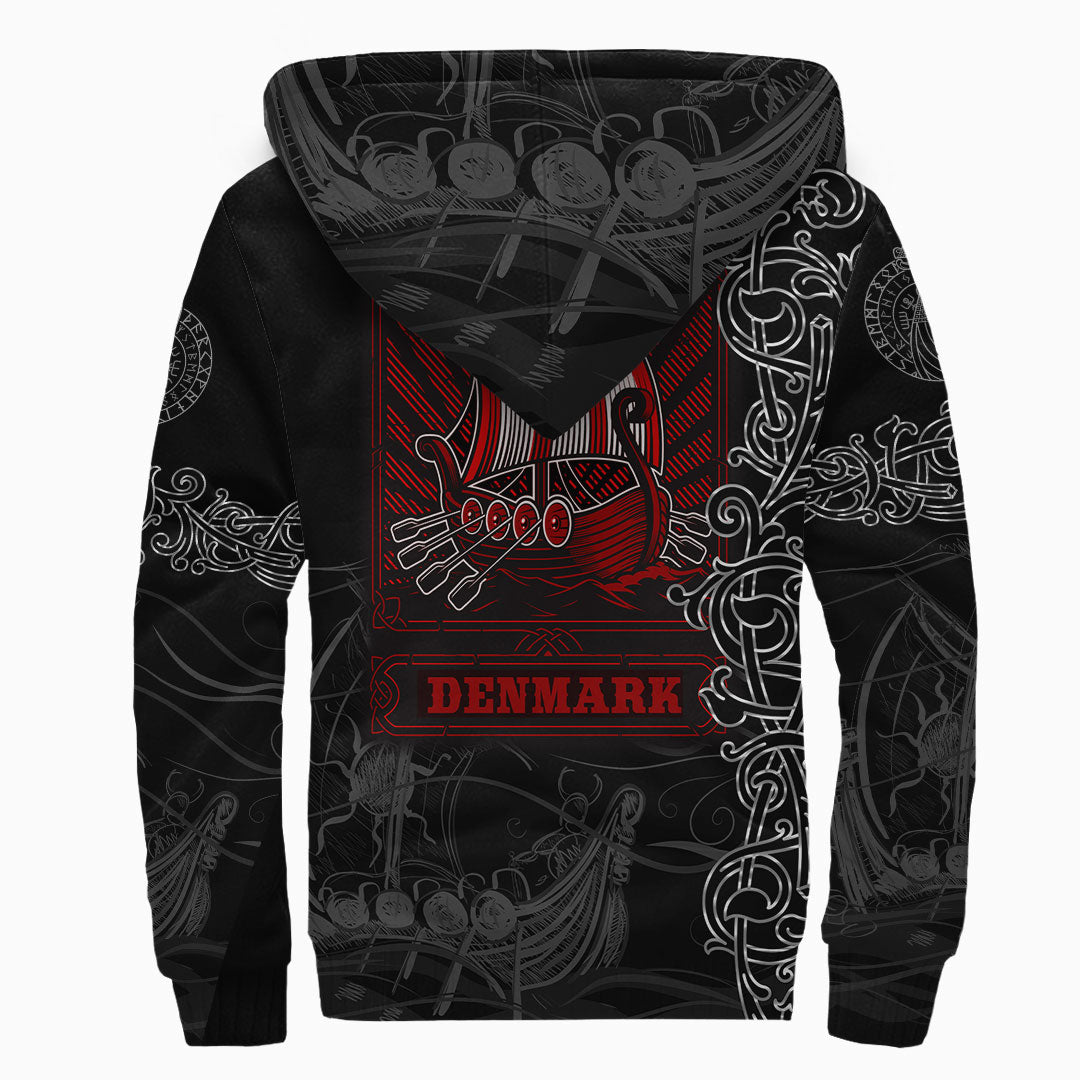 Viking Sherpa Hoodie Drakkar Denmark Warship