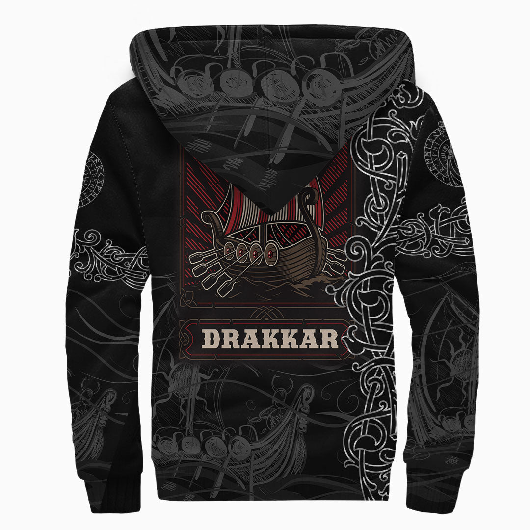 Viking Sherpa Hoodie Drakkar Warship