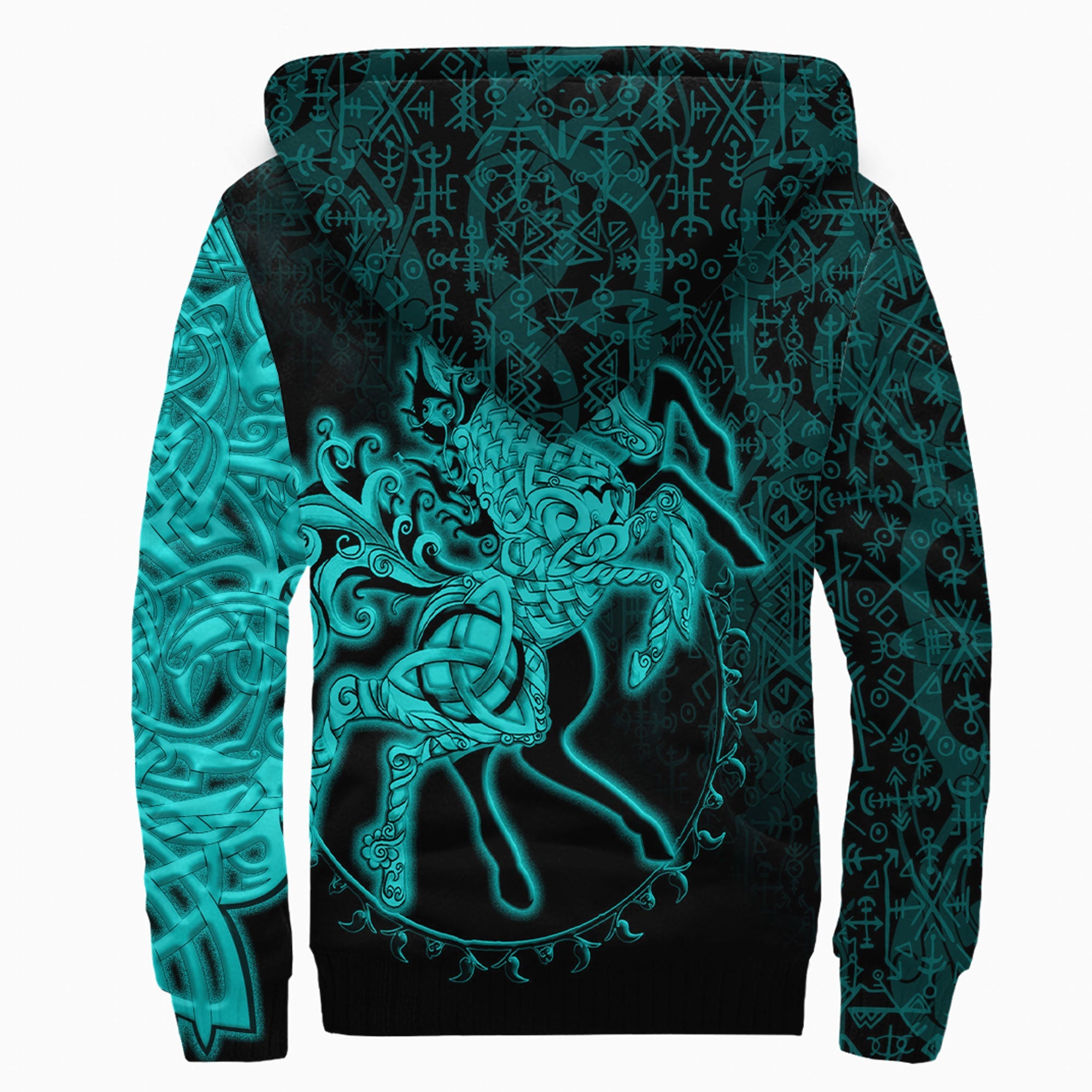 Viking Sherpa Hoodie Sleipnir Turquoise