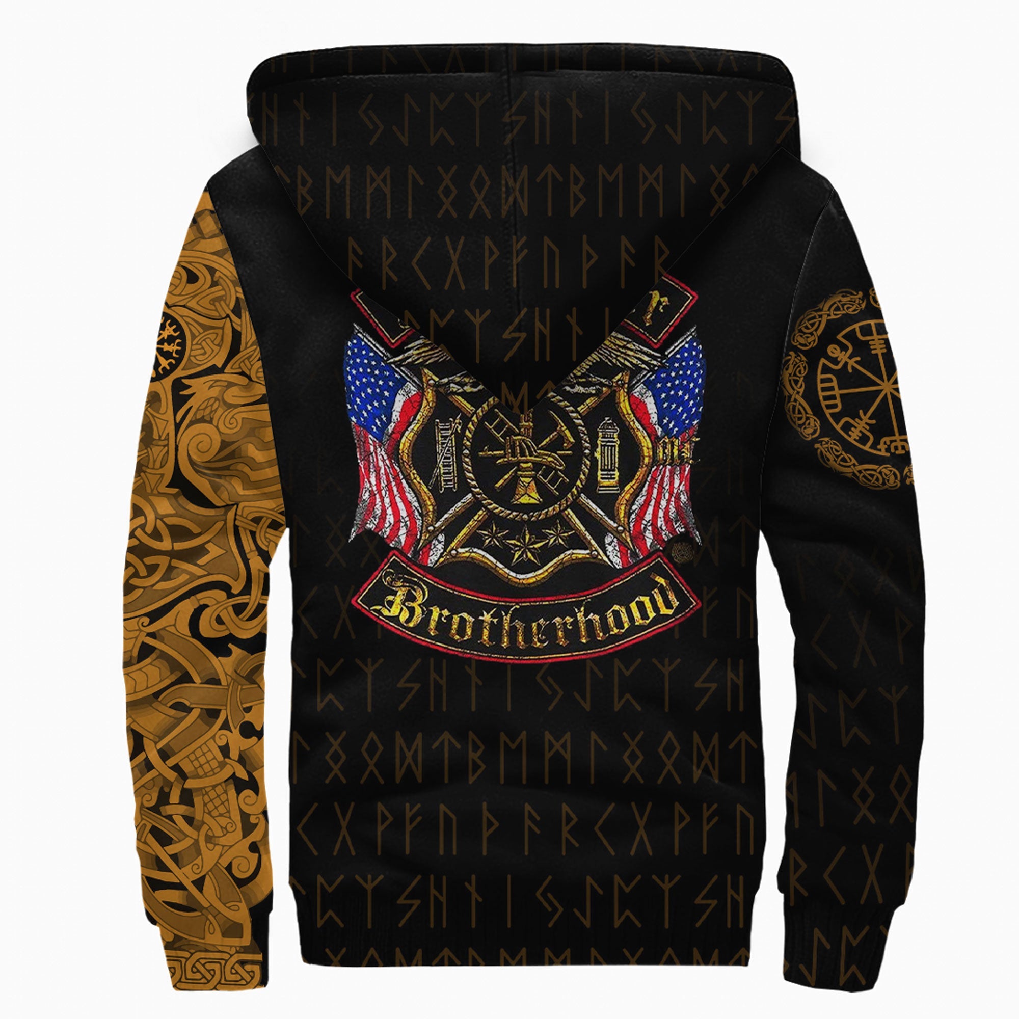 Viking Sherpa Hoodie The Raven Of Odin Tattoo Firefighter Ver03