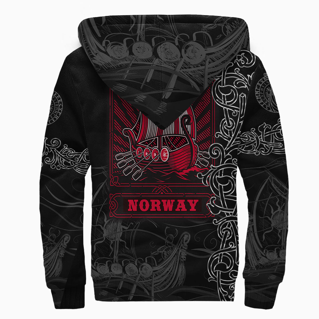 Viking Sherpa Hoodie Drakkar Norway Warship